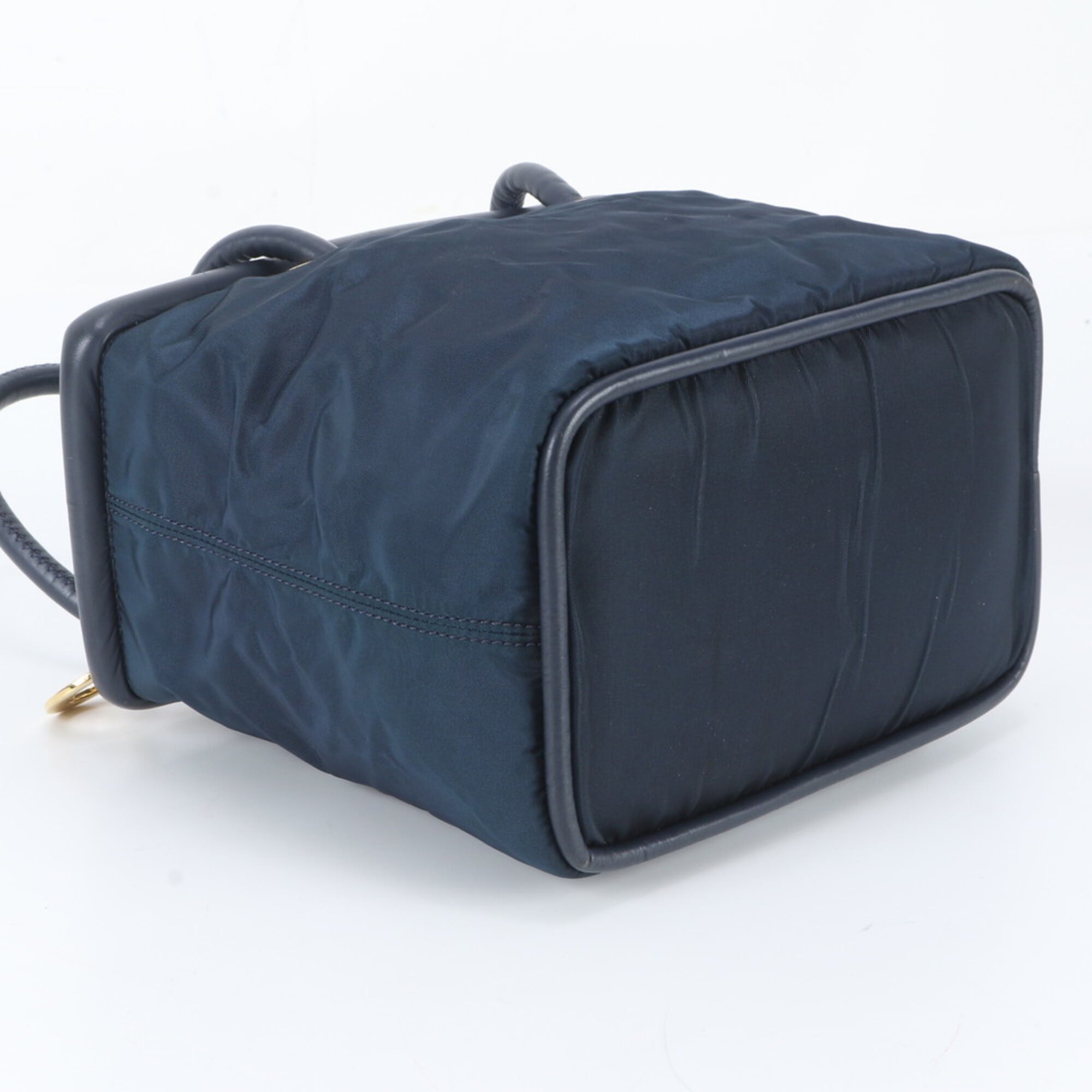 Celine Navy Leather Nylon Handbag Tote Bag (Pre-Owned)