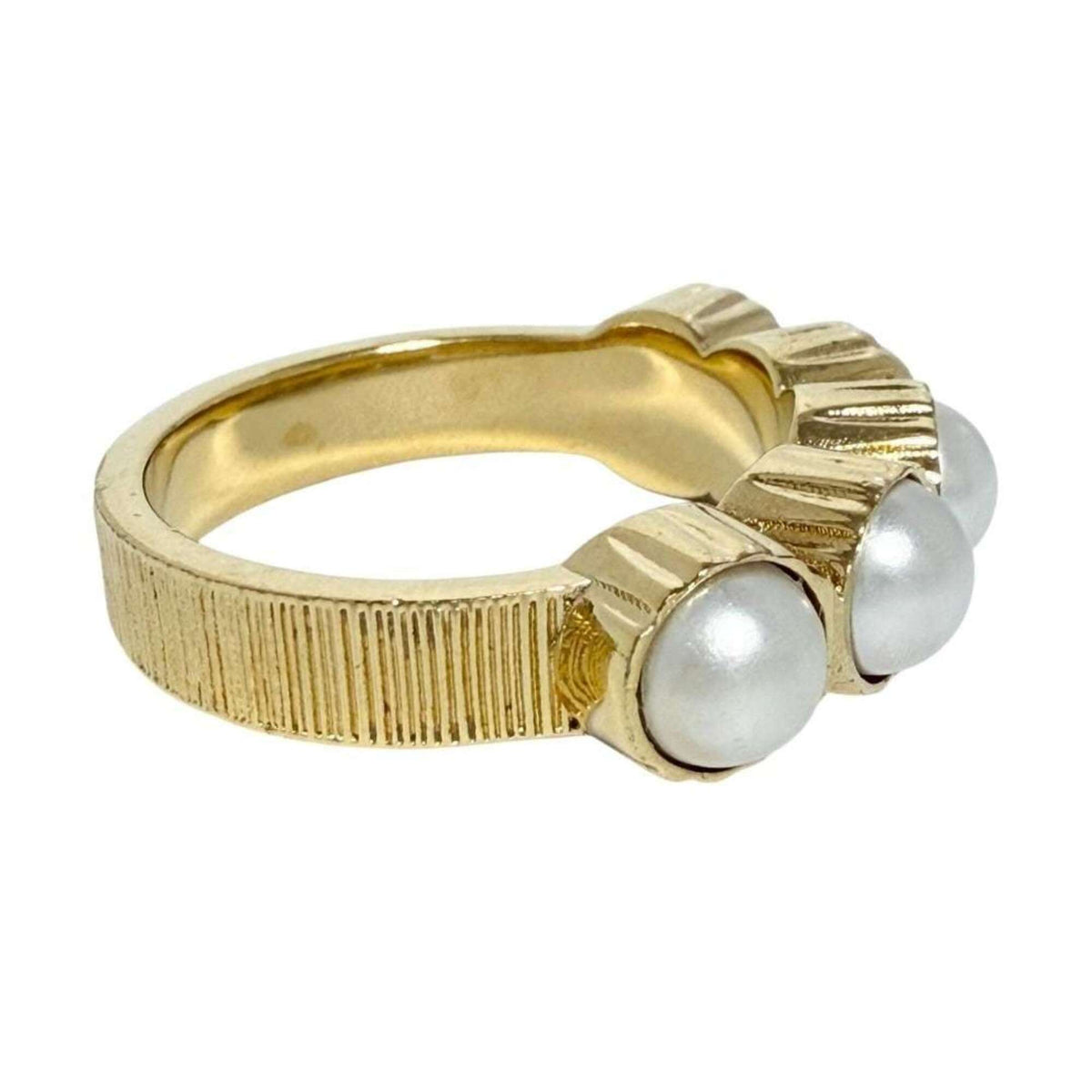 Louis Vuitton Artificial Pearl Metal Band Ring (Pre-Owned)