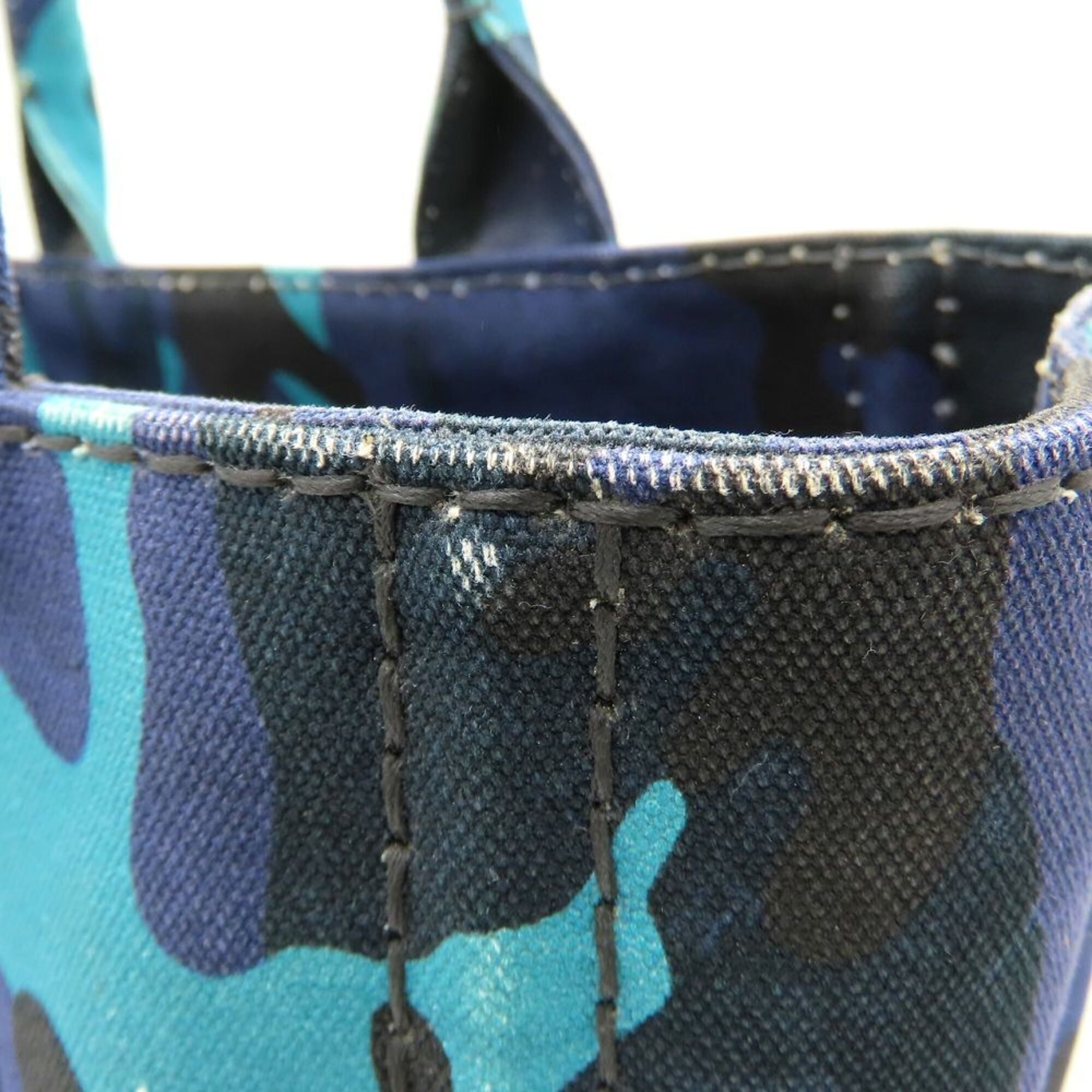 Prada Blue Camouflage Canvas Tote Bag (Pre-Owned)