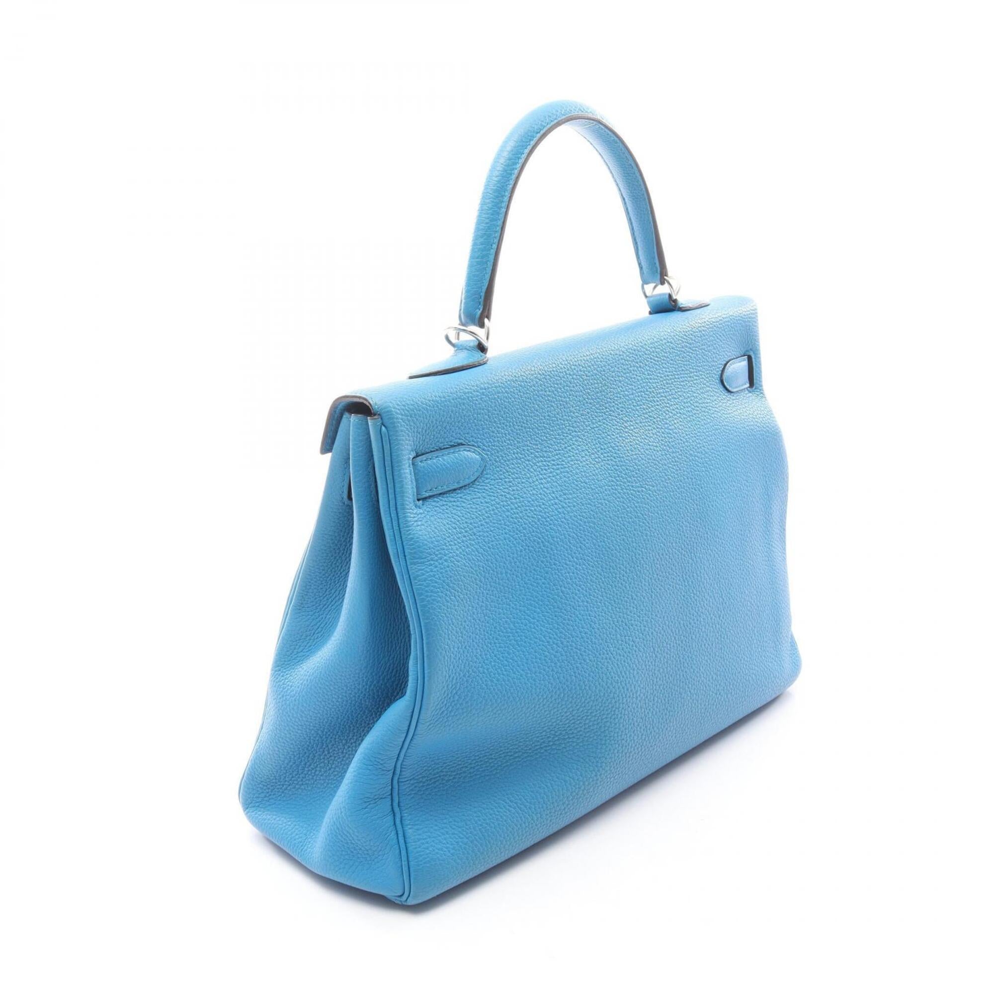 Hermes Blue Togo Leather Handbag (Pre-Owned)