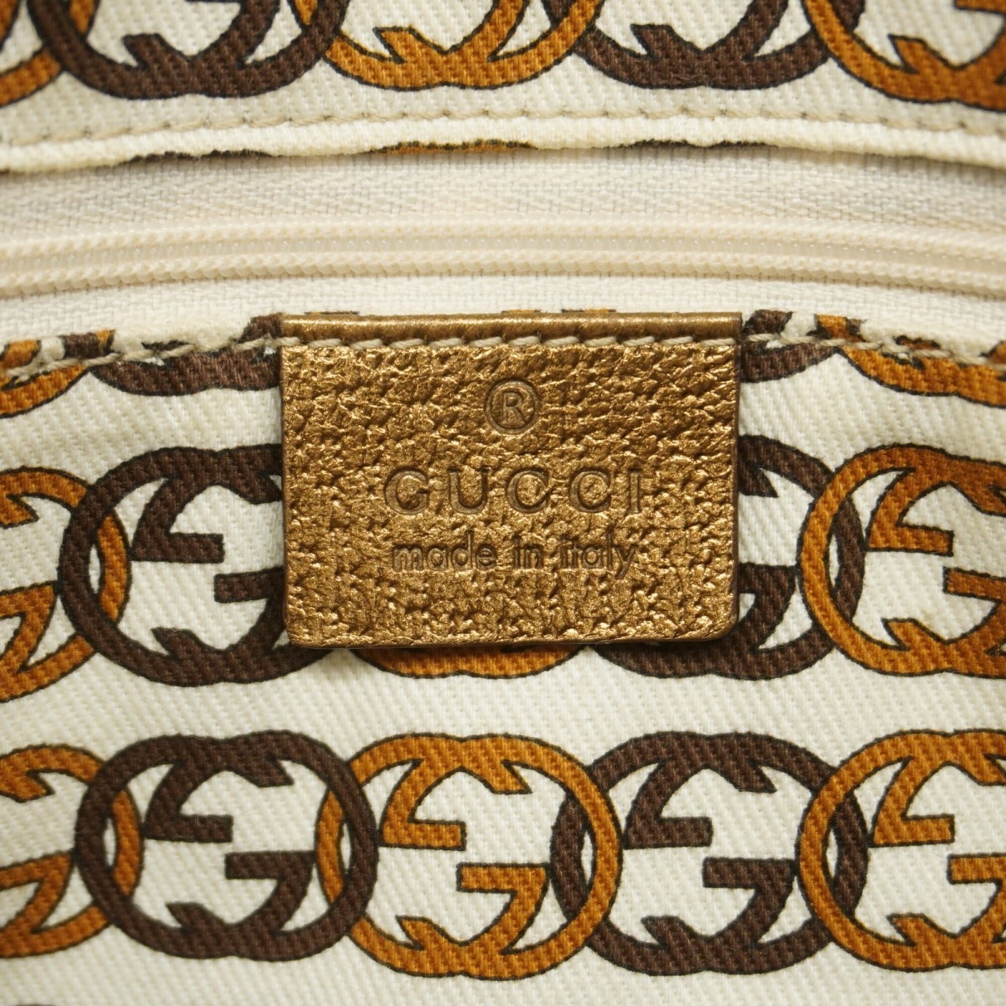 Gucci Gold Light Brown Canvas Tote Bag (Pre-Owned)
