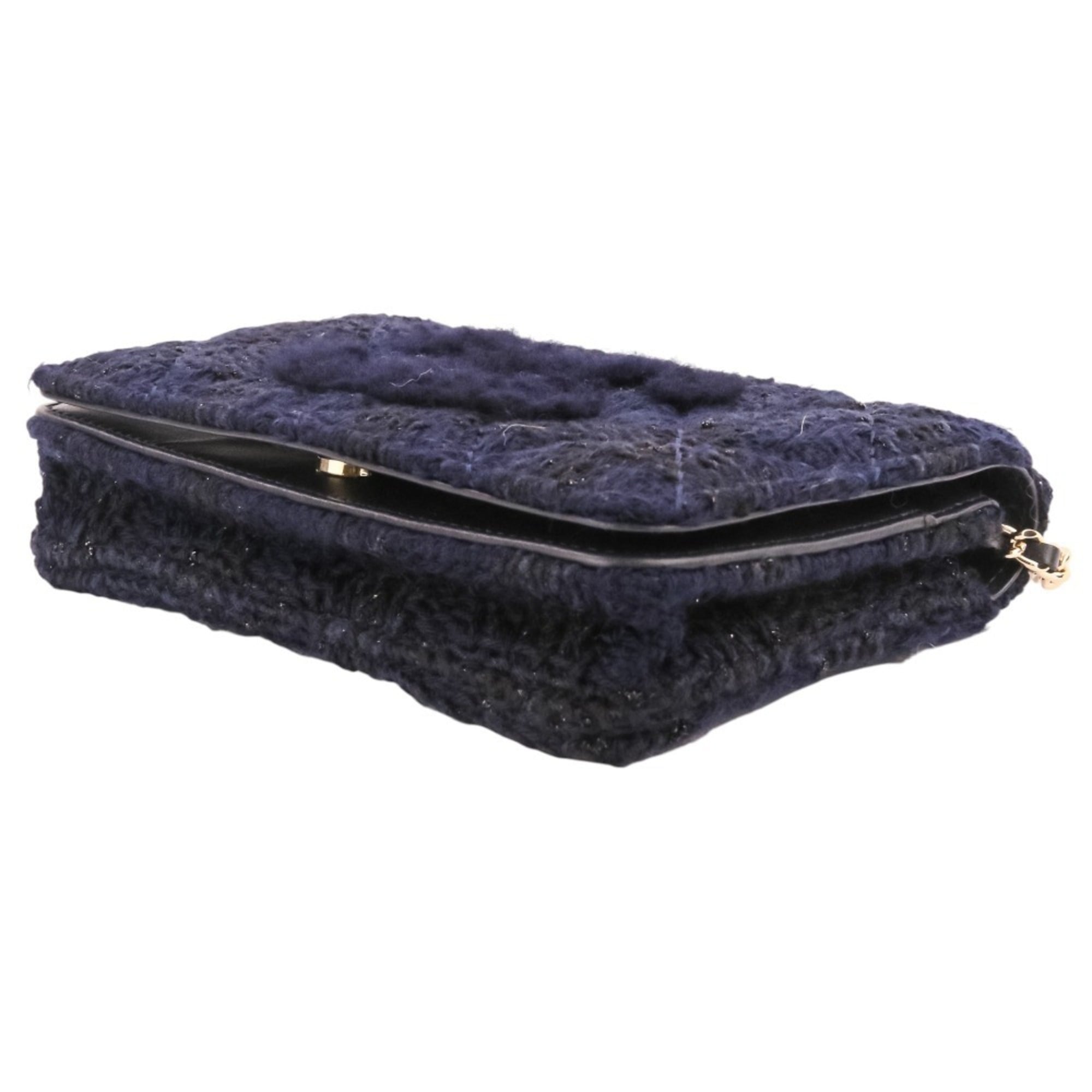 Chanel Matelasse Navy Tweed Handbag Pouch (Pre-Owned)