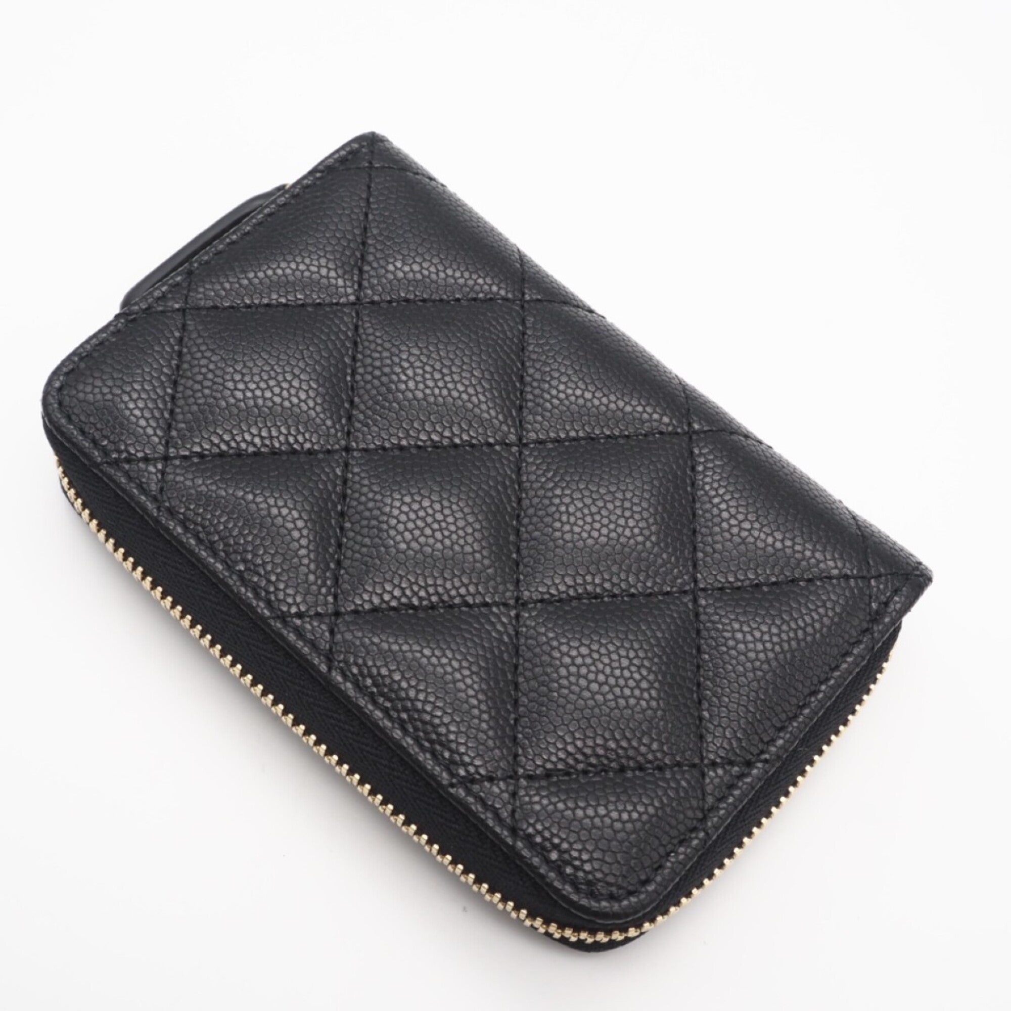 Chanel Matelasse Black Grained Calfskin Coin Purse/Coin Case (Pre-Owned)