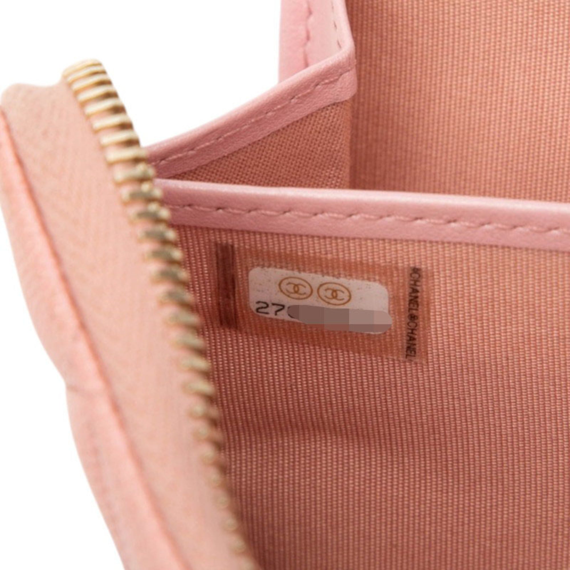 Chanel Pink Grained Calfskin Long Wallet (Bi-Fold) (Pre-Owned)