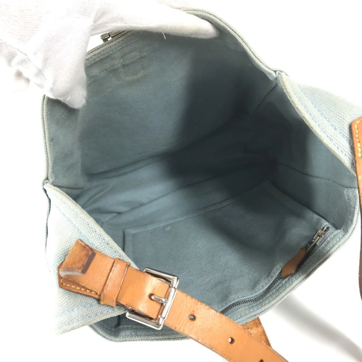 Hermes Marwari Blue Canvas Shoulder Bag Tote Bag (Pre-Owned)