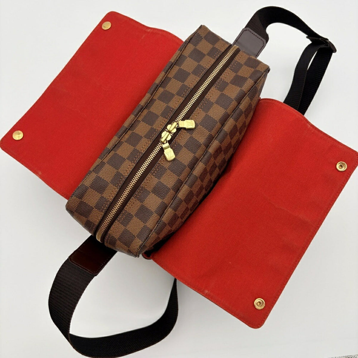 Louis Vuitton Ebene Damier Canvas Leather Shoulder Bag (Pre-Owned)
