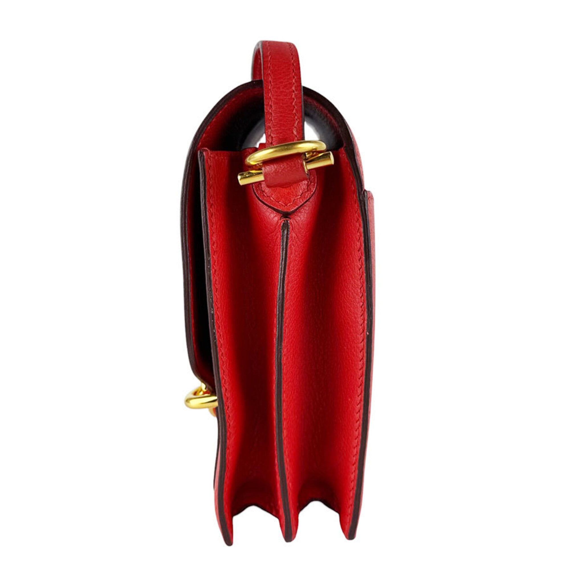 Hermes Red Color Evercalf Leather Shoulder Bag (Pre-Owned)