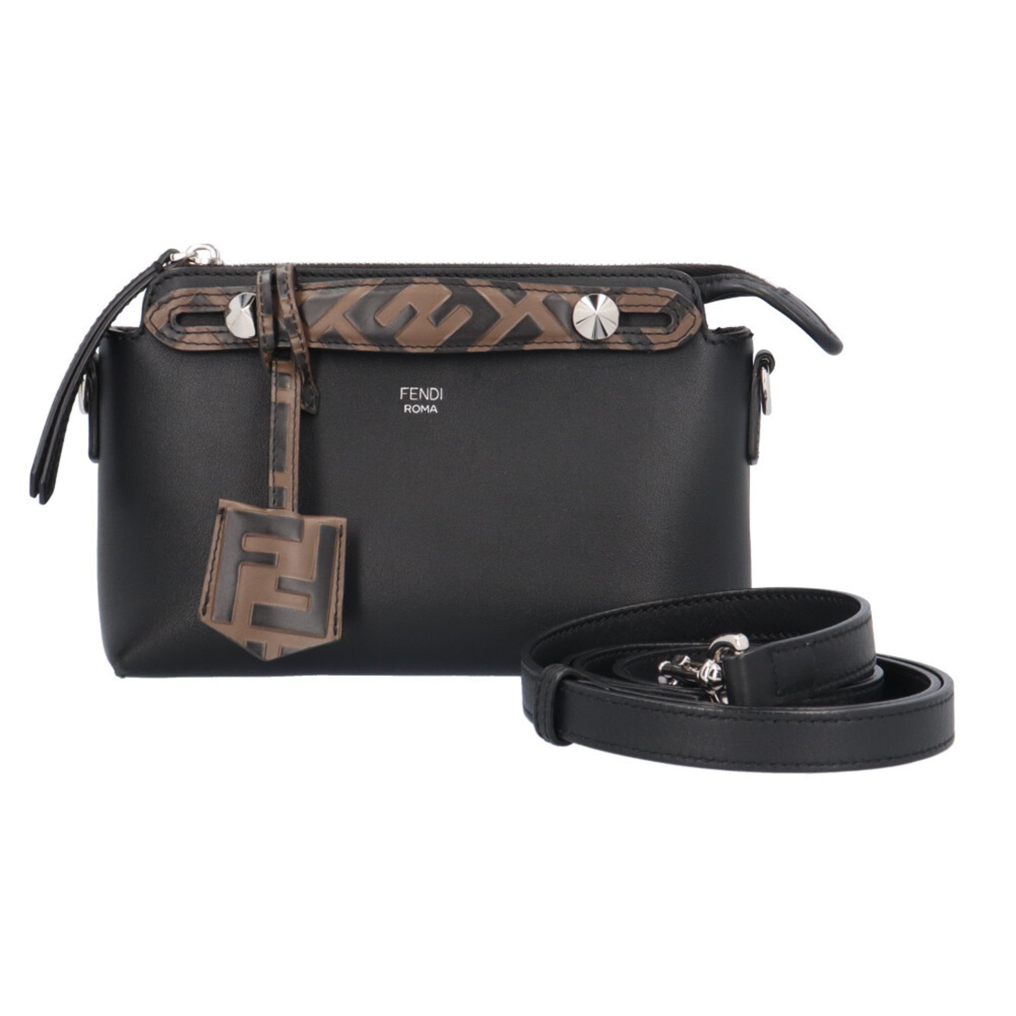 Fendi Black Brown Leather Shoulder Bag (Pre-Owned)