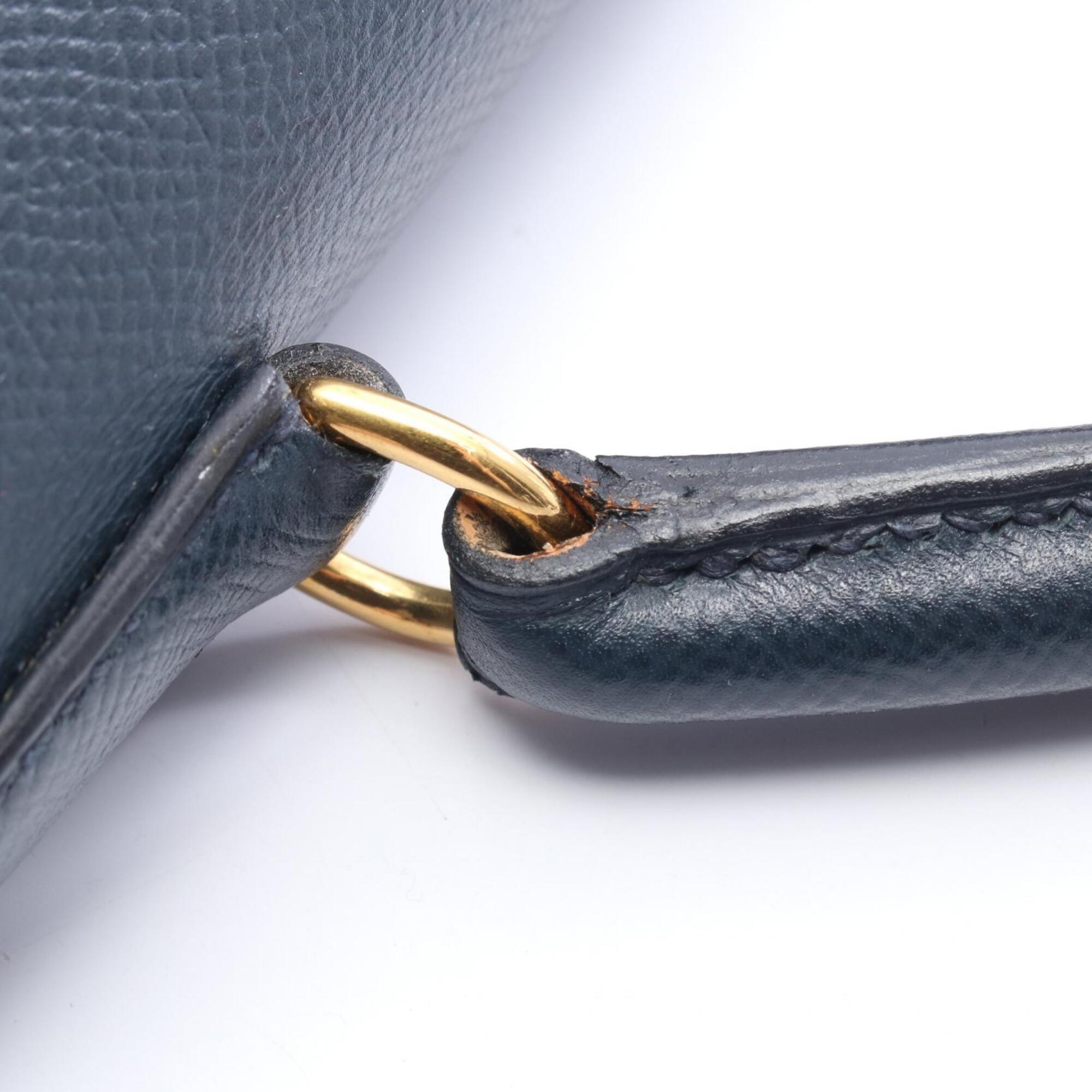Hermes Blue Indigo Navy Courchevel Leather Handbag (Pre-Owned)