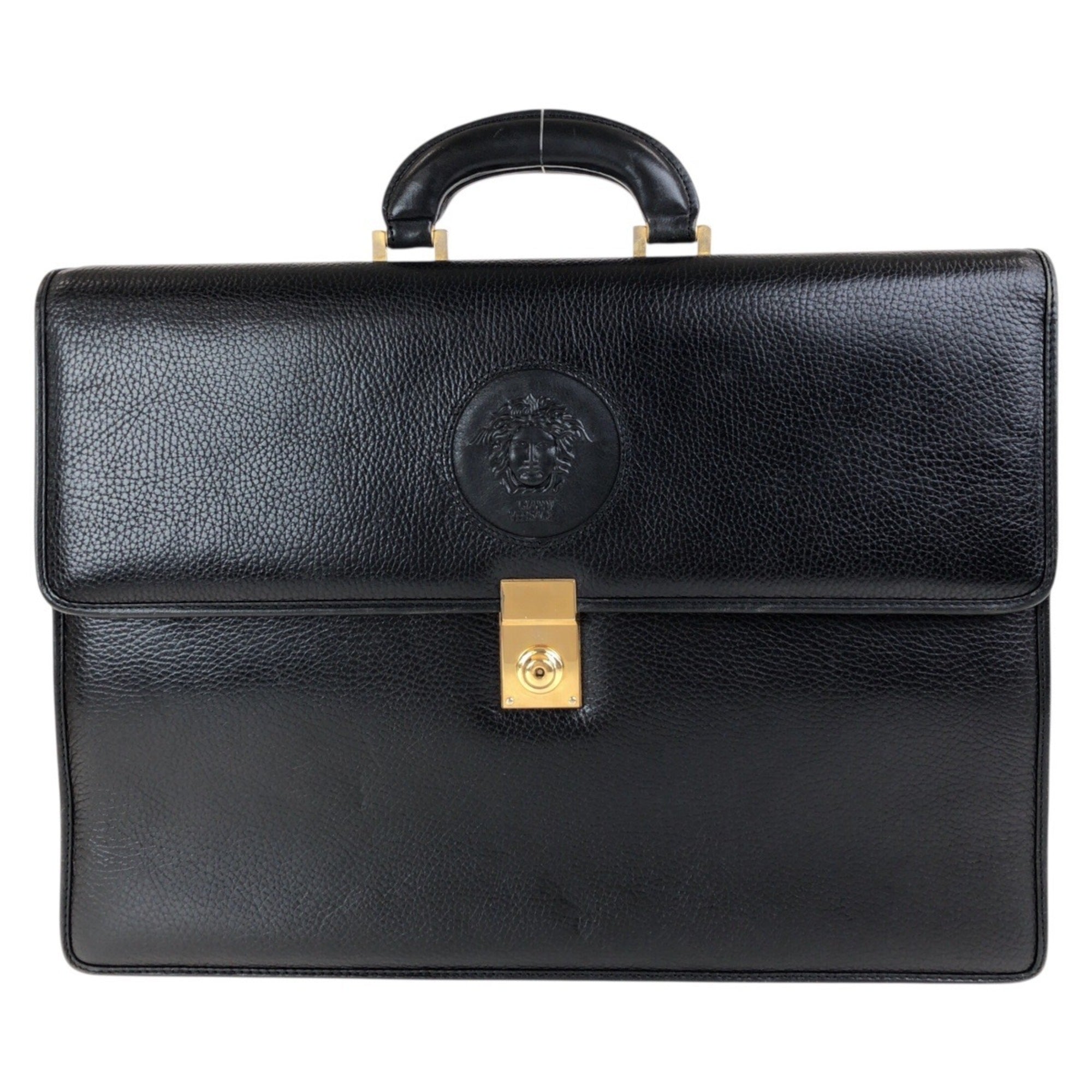 Versace Black Leather Briefcase (Pre-Owned)