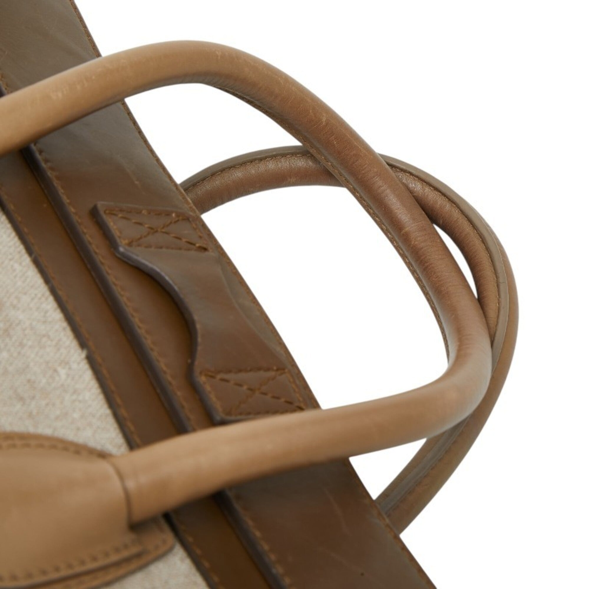Celine Beige Brown Canvas Leather Handbag (Pre-Owned)