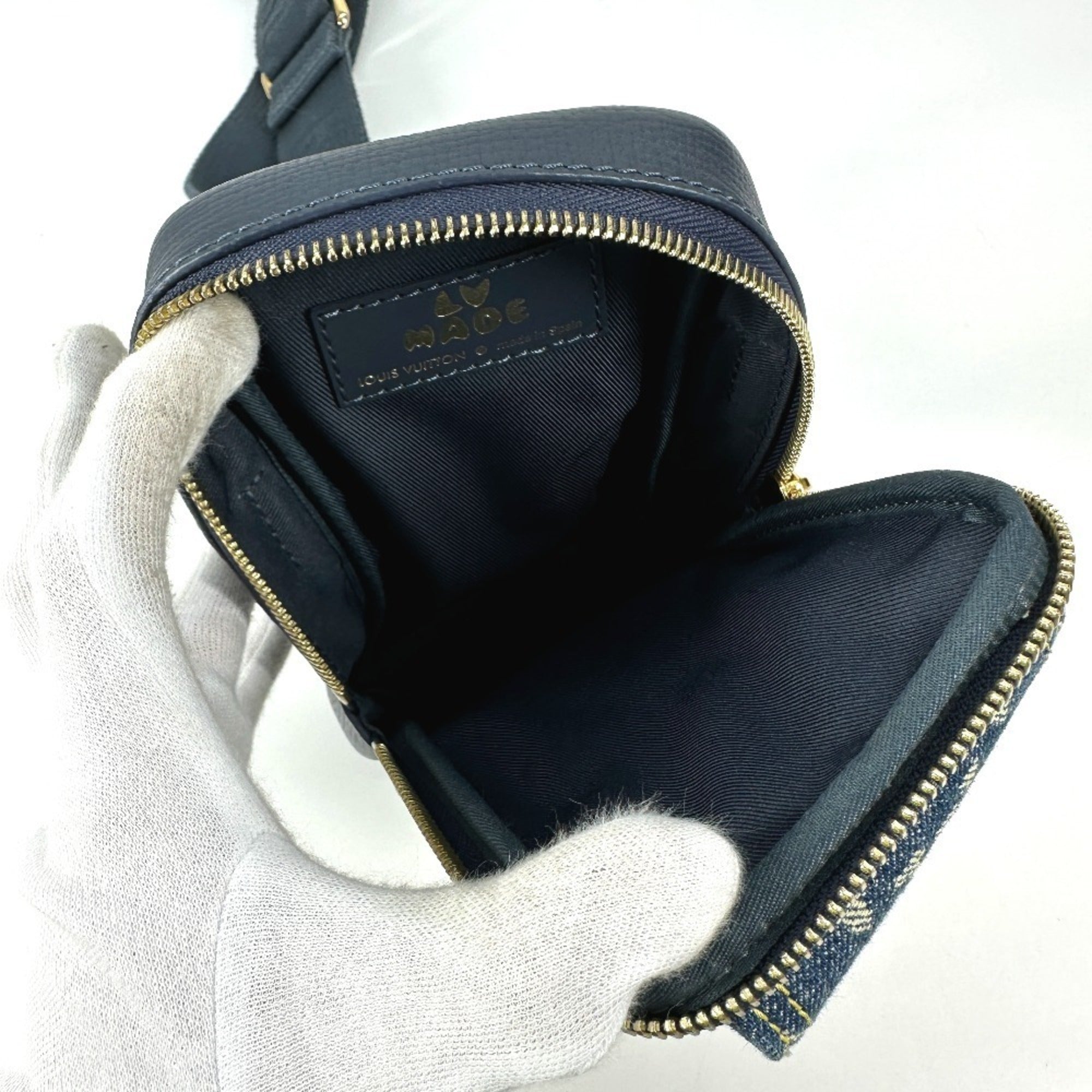 Louis Vuitton Blue Denim Leather Pochette Pouch Shoulder Bag (Pre-Owned)