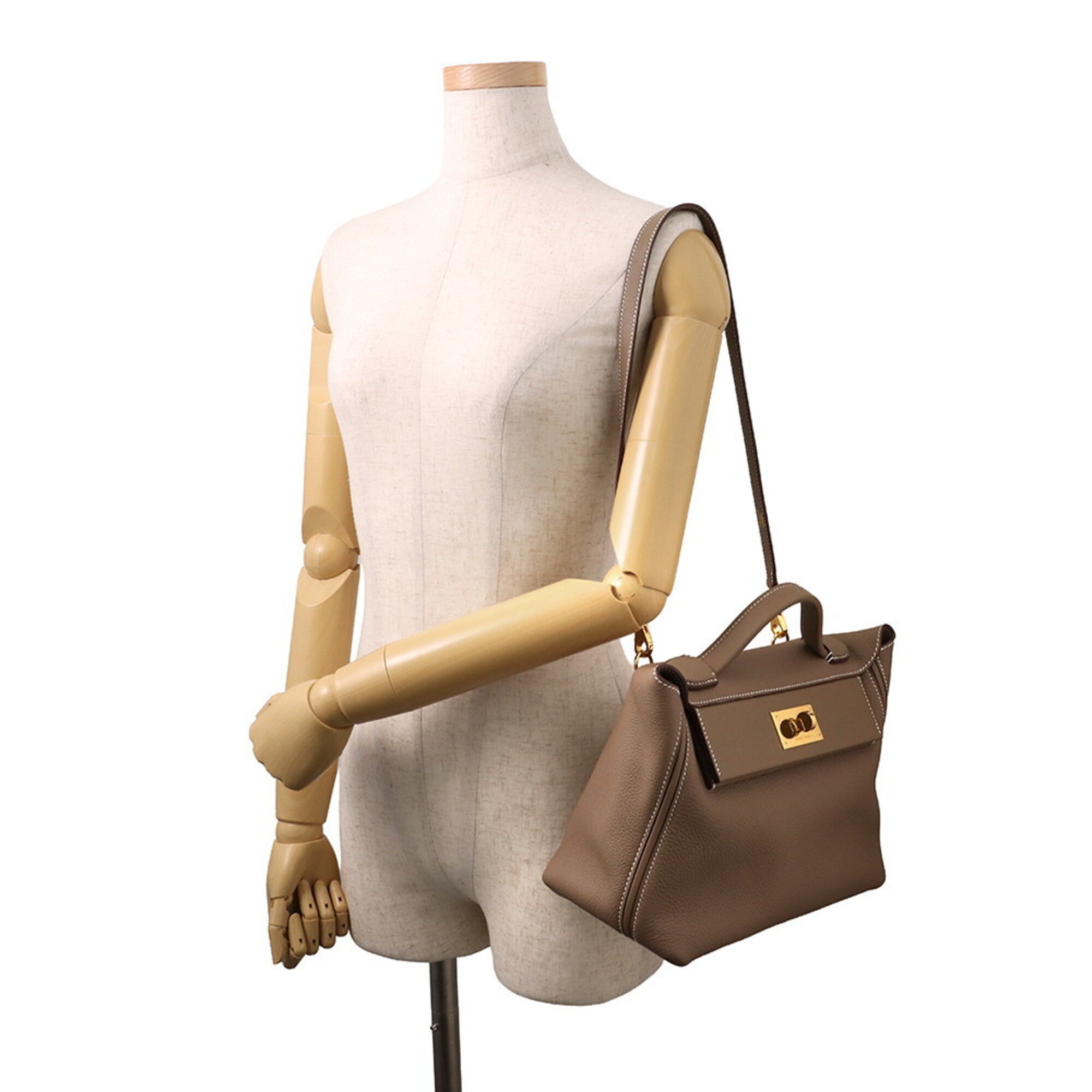 Hermes Etoupe Gray Togo Leather Swift Leather Handbag (Pre-Owned)