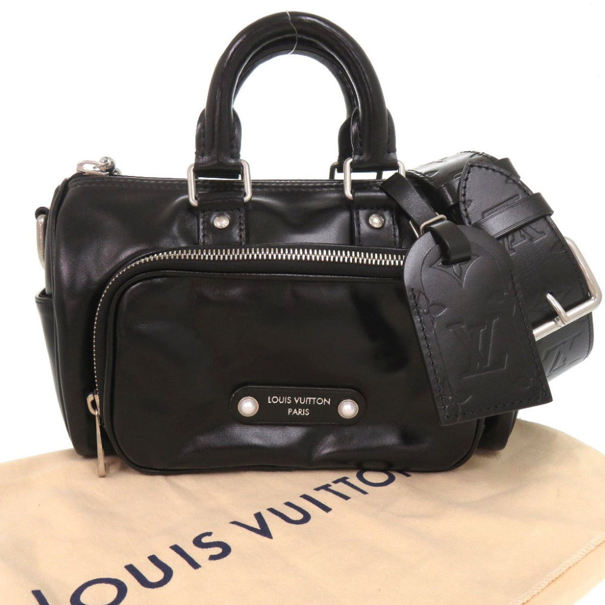 Louis Vuitton Black Leather Handbag (Pre-Owned)