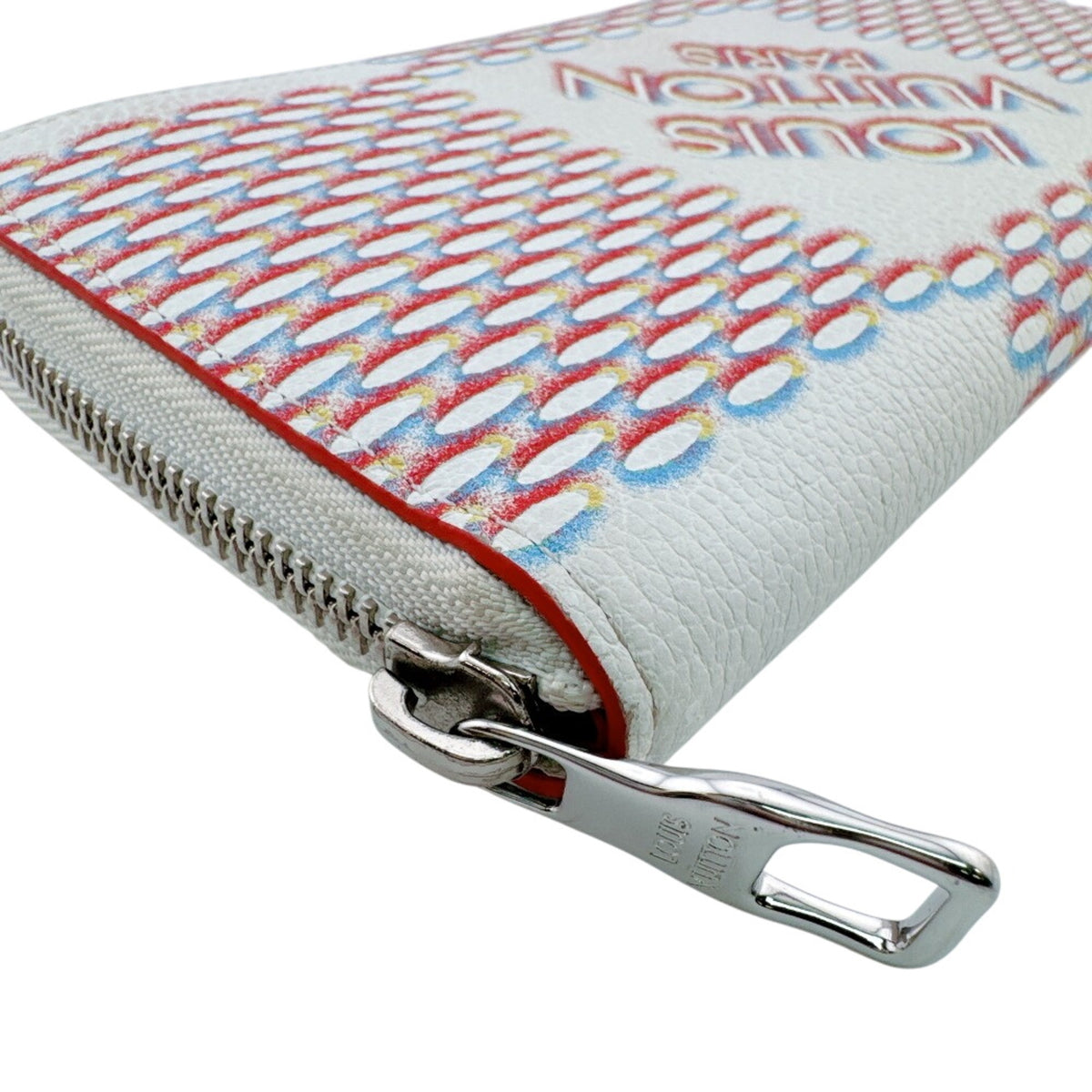 Louis Vuitton Damier Canvas Red Color White Leather Long Wallet (Bi-Fold) (Pre-Owned)