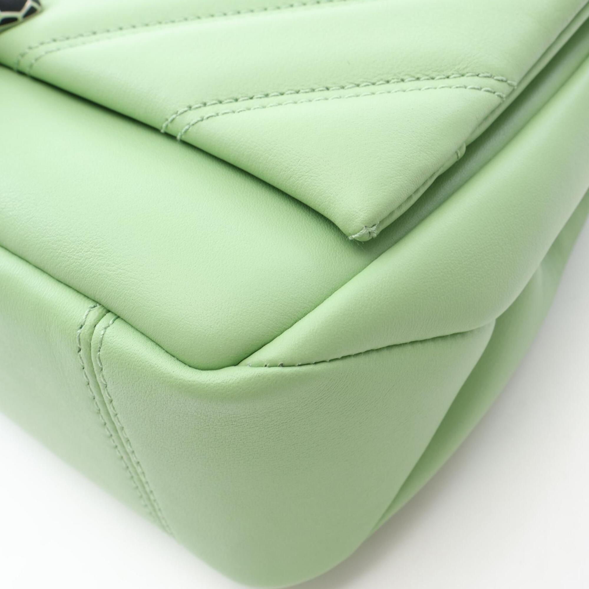 Bvlgari Green Leather Handbag Shoulder Bag (Pre-Owned)