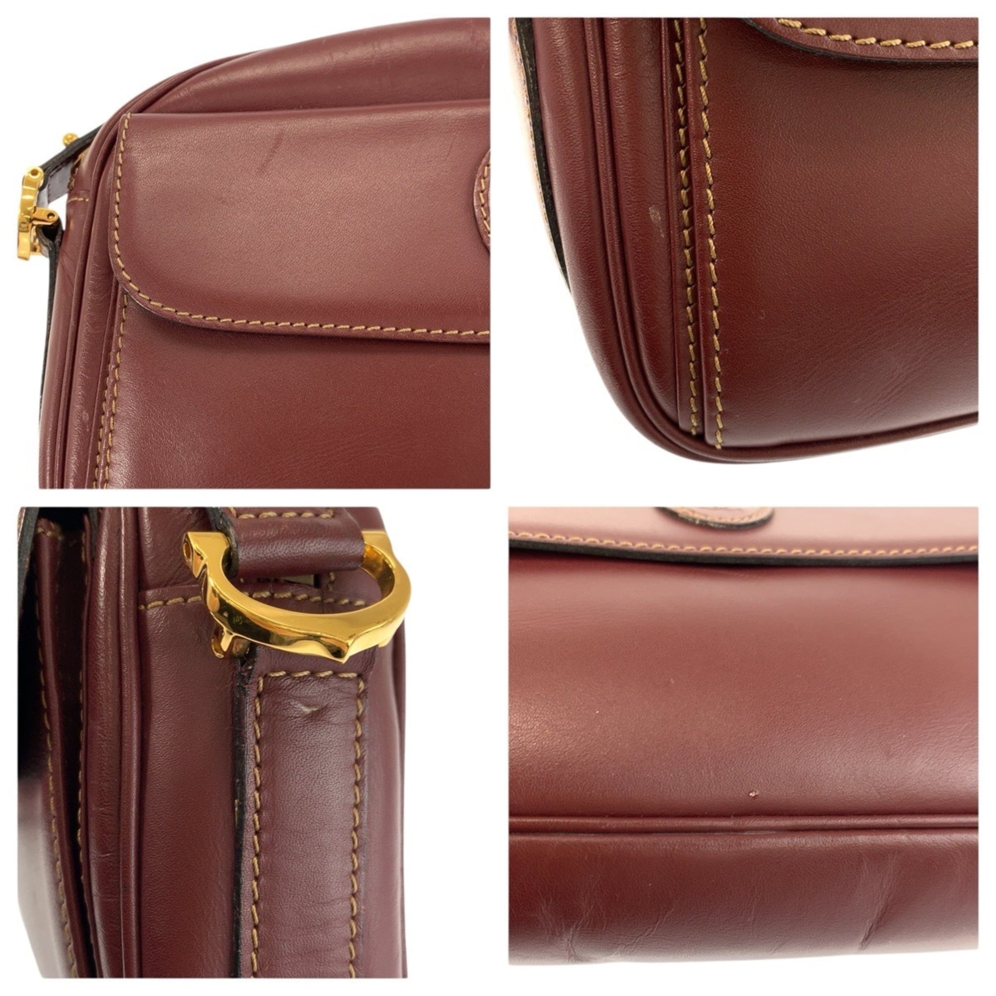 Cartier Bordeaux Leather Shoulder Bag (Pre-Owned)