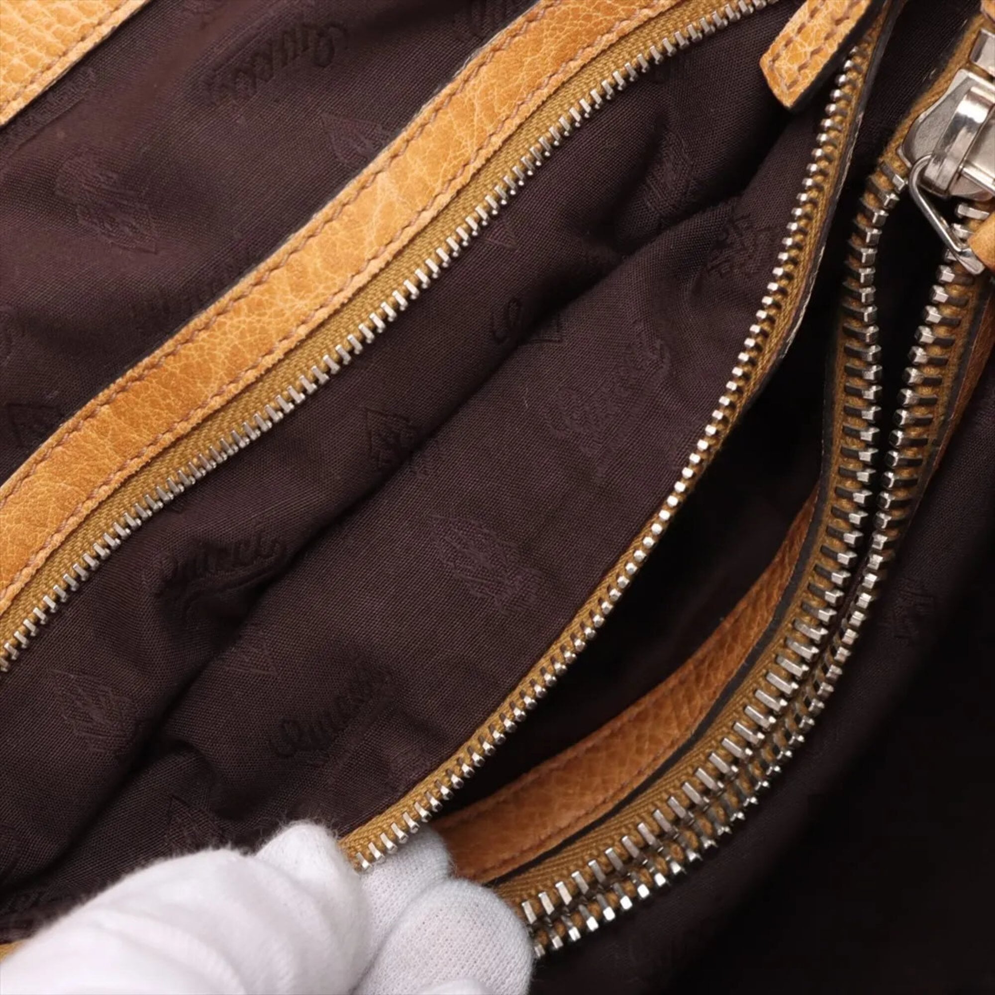 Gucci Beige Canvas Leather Handbag Tote Bag (Pre-Owned)