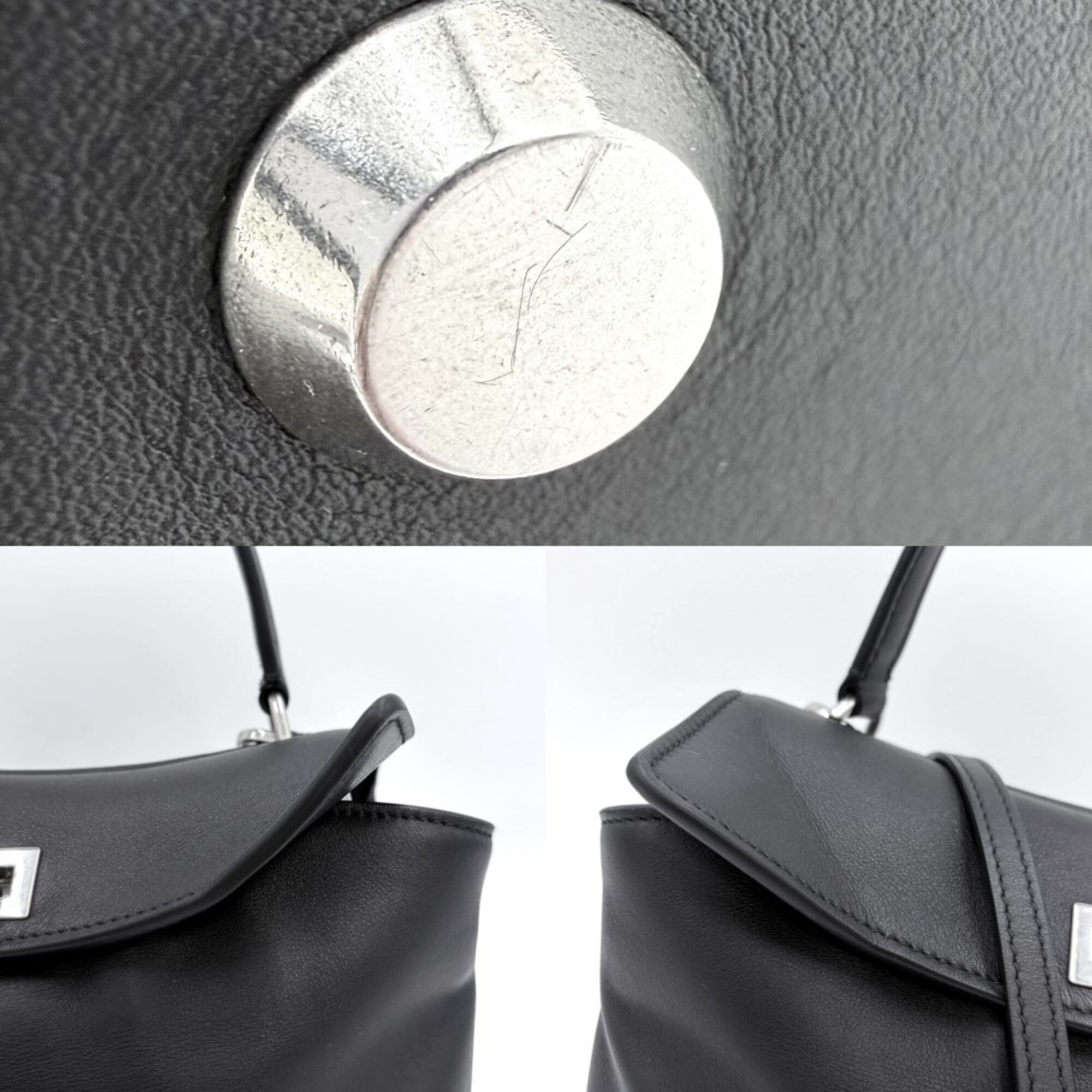 Balenciaga Black Leather Handbag Shoulder Bag (Pre-Owned)