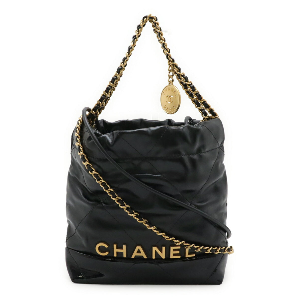 Chanel Black Patent Leather Leather Shoulder Bag (Pre-Owned)