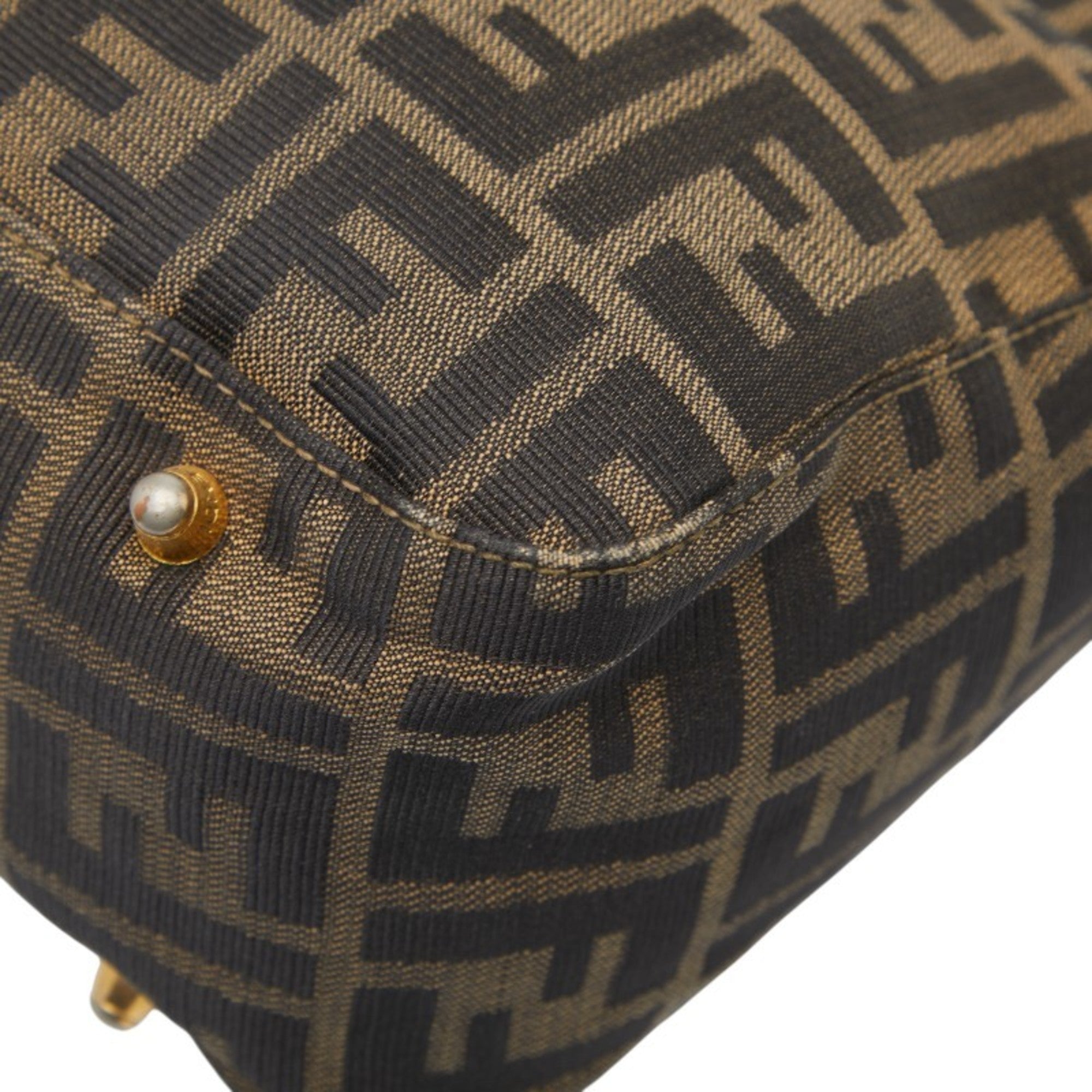 Fendi Black Brown Canvas Leather Handbag (Pre-Owned)