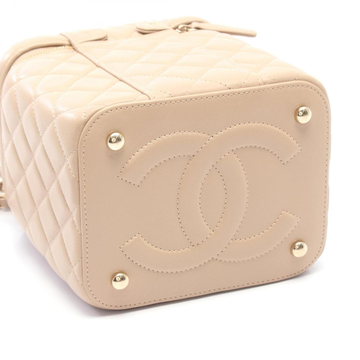 Chanel Beige Leather Handbag Shoulder Bag Vanity Bag (Pre-Owned)