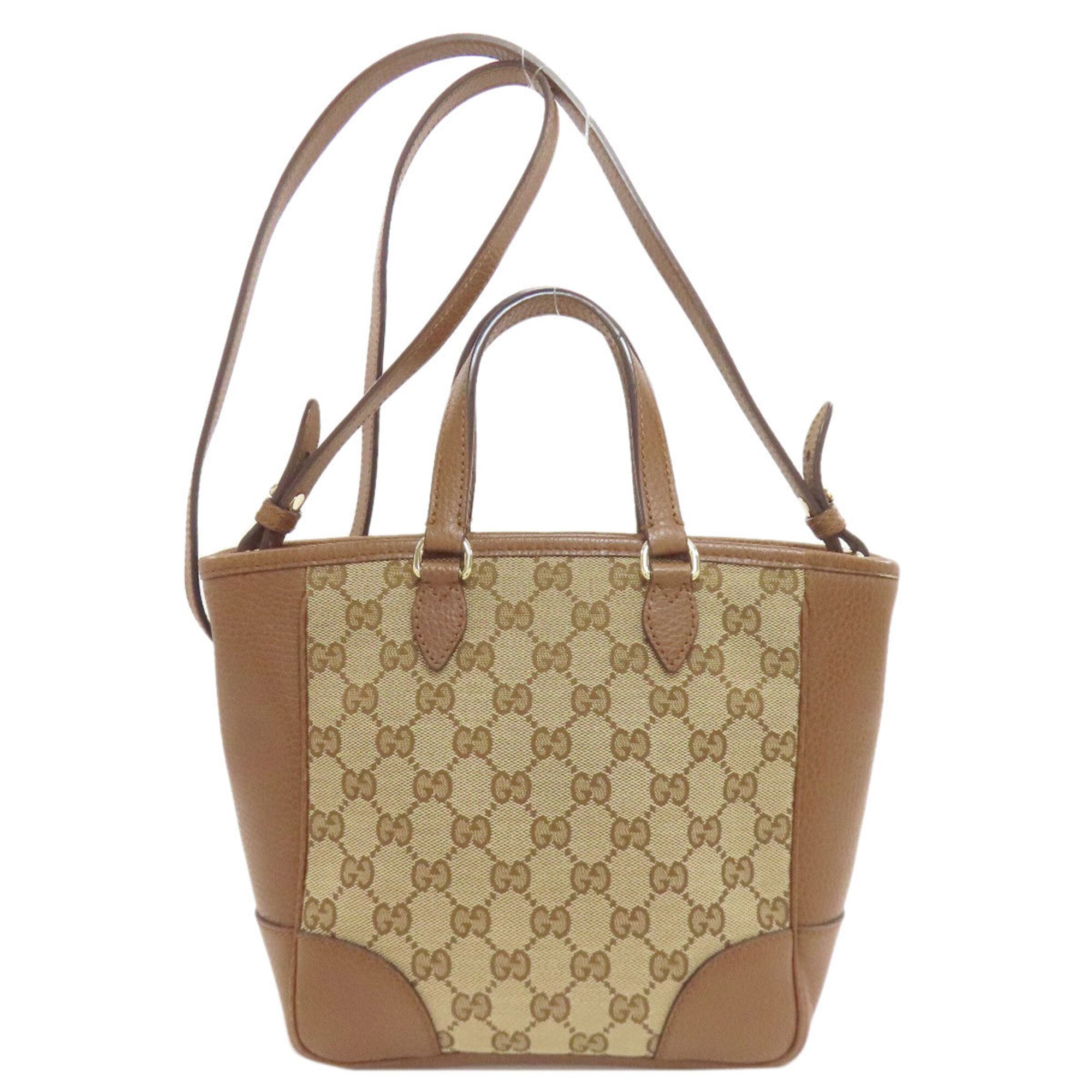 Gucci Brown Canvas Leather Handbag (Pre-Owned)
