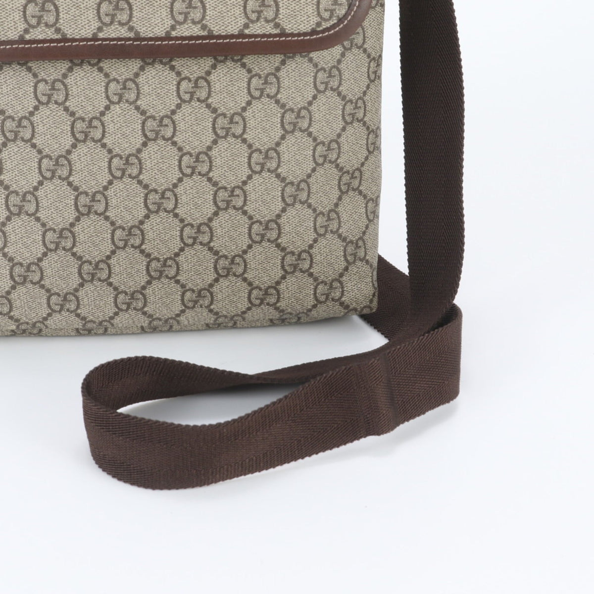 Gucci Brown Leather Coated Canvas Messenger Bag Shoulder Bag Tote Bag (Pre-Owned)