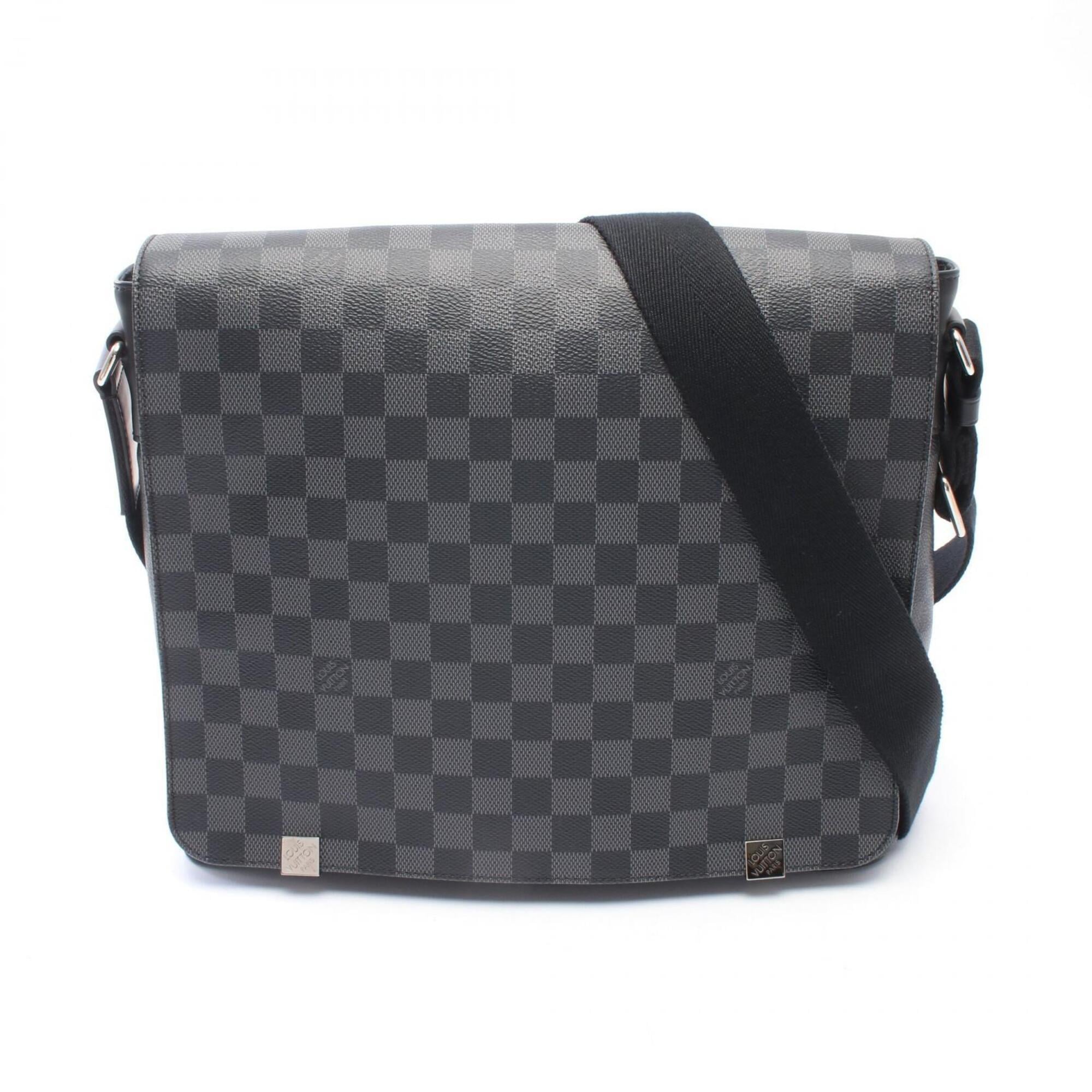 Louis Vuitton Black Coated Canvas Leather Handbag Shoulder Bag (Pre-Owned)
