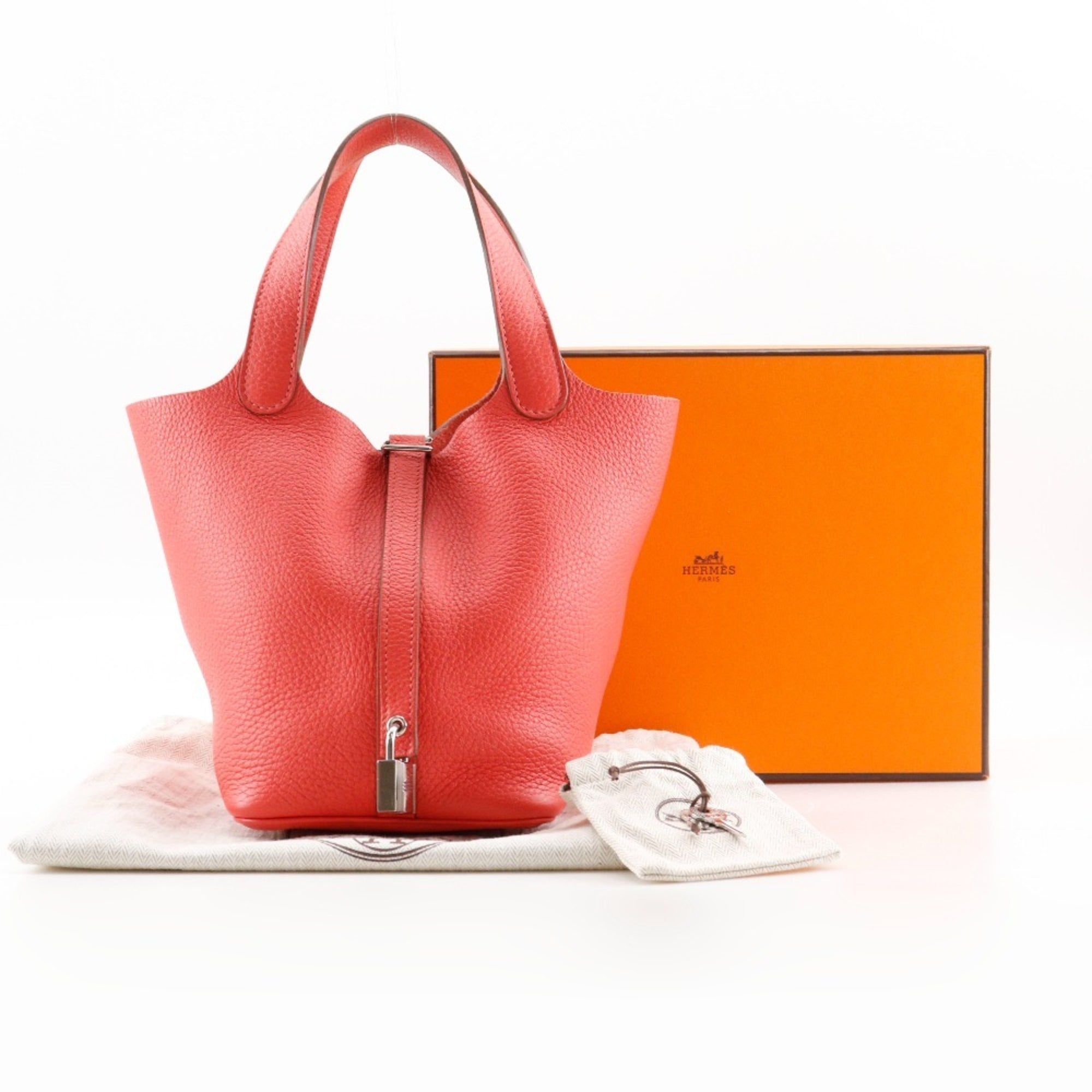 Hermes Picotin Pink Taurillon Clemence Leather Handbag (Pre-Owned)