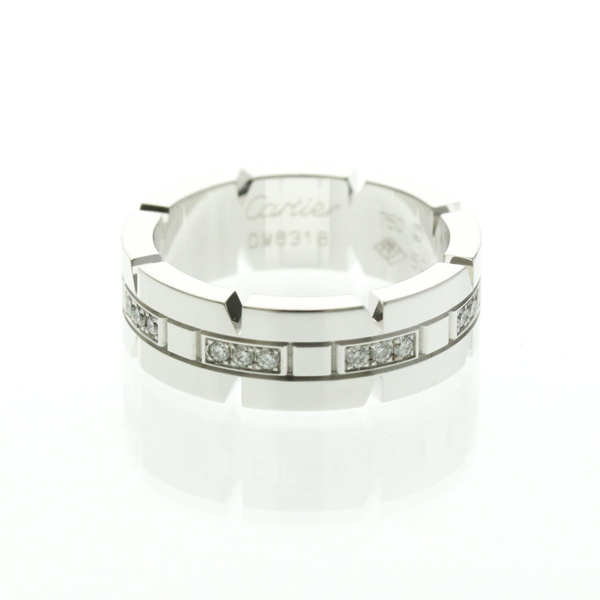 Cartier Tank Francaise Ring 18K White Gold And Diamonds Silver White_Gold Ring Jewelry (Pre-Owned)
