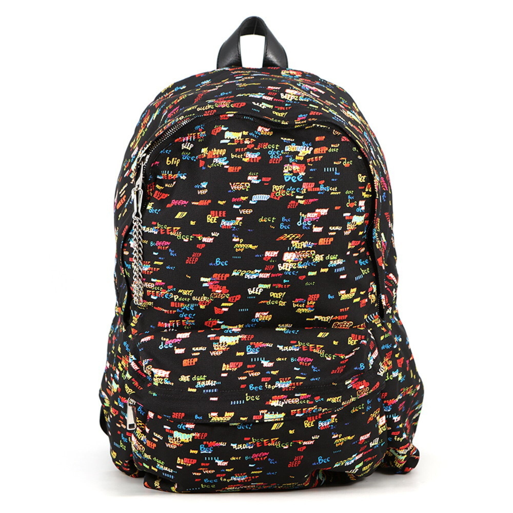 Celine Black Multi-Color Canvas Leather Backpack (Pre-Owned)