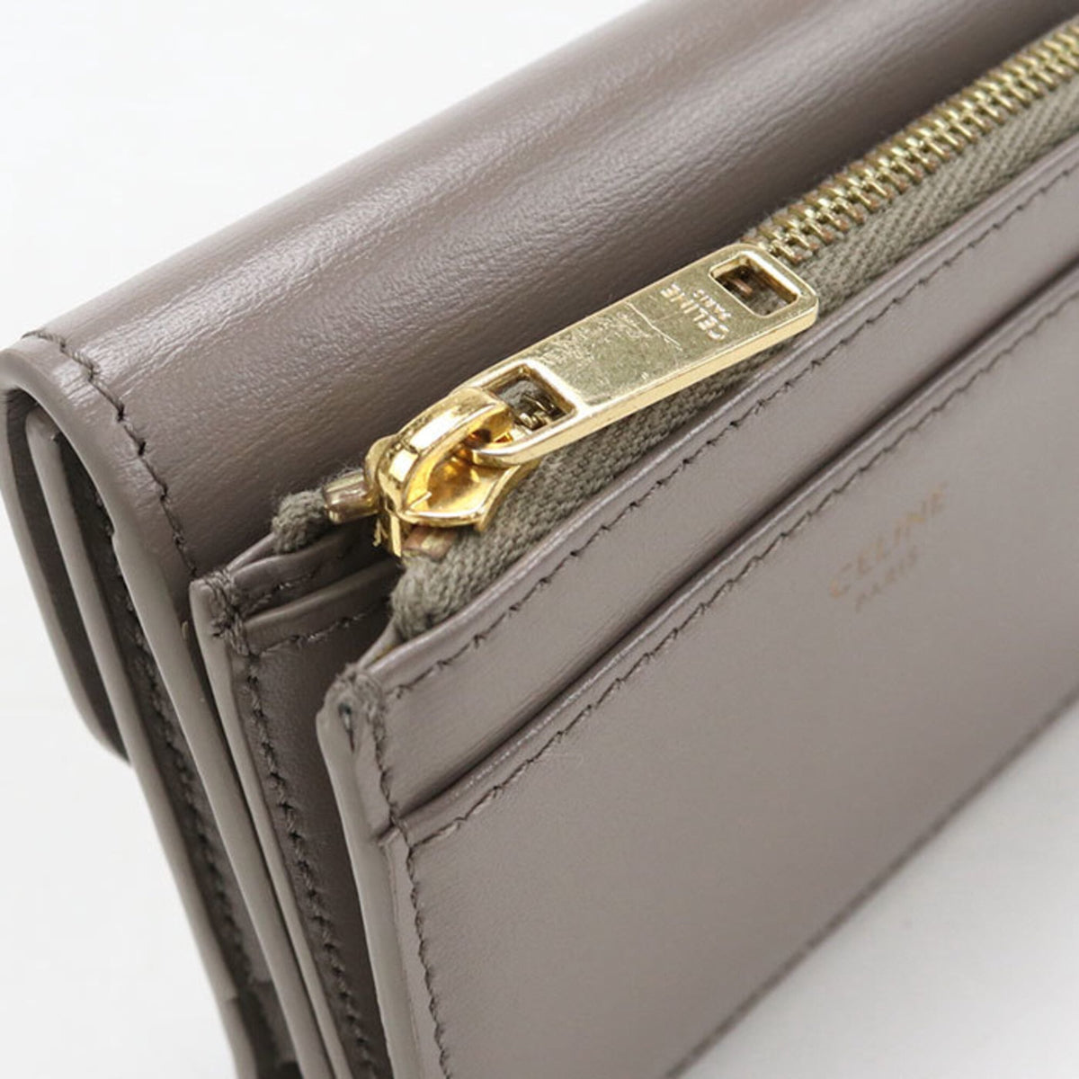 Celine Gray Leather Wallet (Tri-Fold) (Pre-Owned)