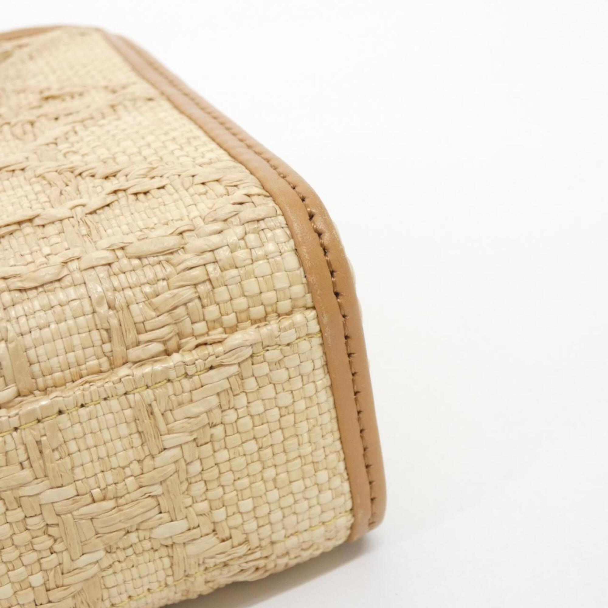 Christian Dior Beige Raffia Leather Handbag (Pre-Owned)