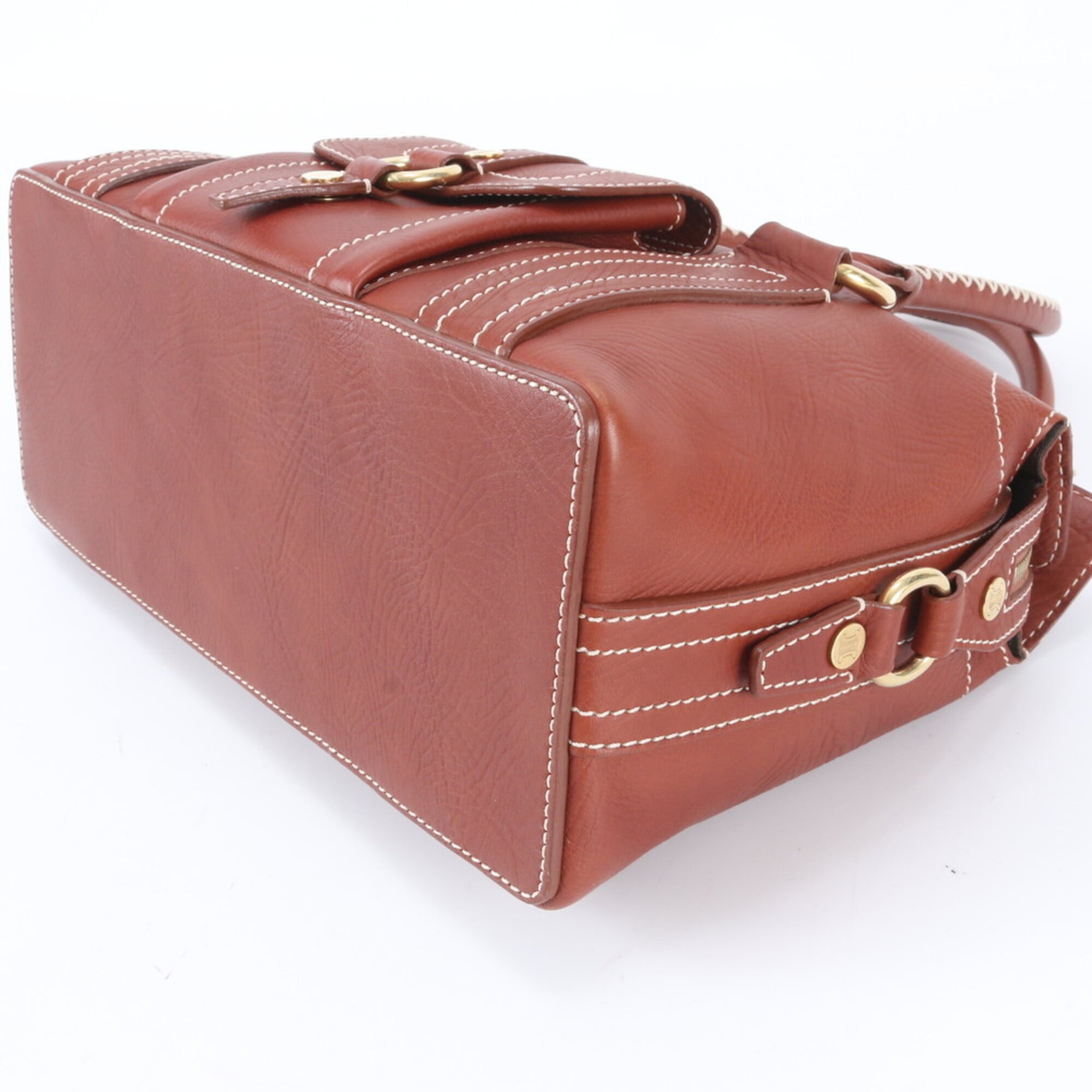 Celine Red Brown Leather Handbag Shoulder Bag (Pre-Owned)