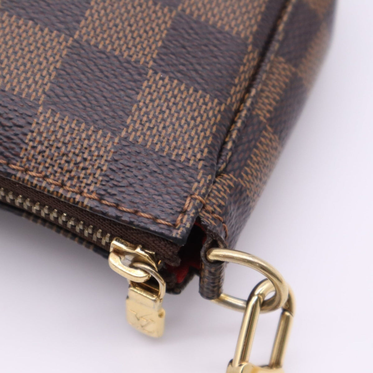 Louis Vuitton Beige Brown Red Color Coated Canvas Leather Handbag Pochette (Pre-Owned)