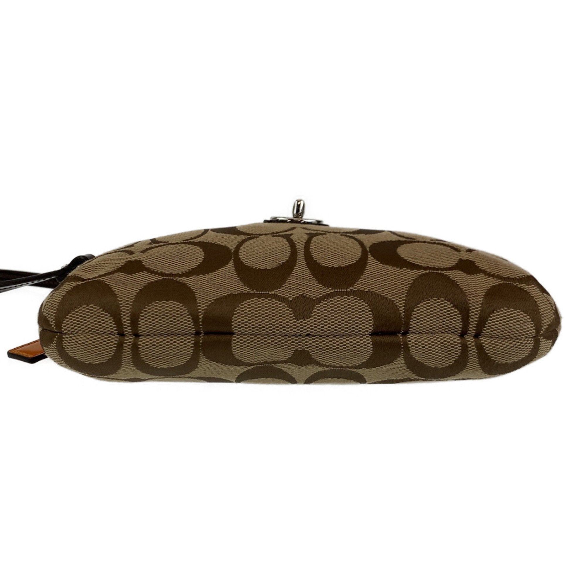 Coach Signature Beige Canvas Leather Clutch Bag (Pre-Owned)