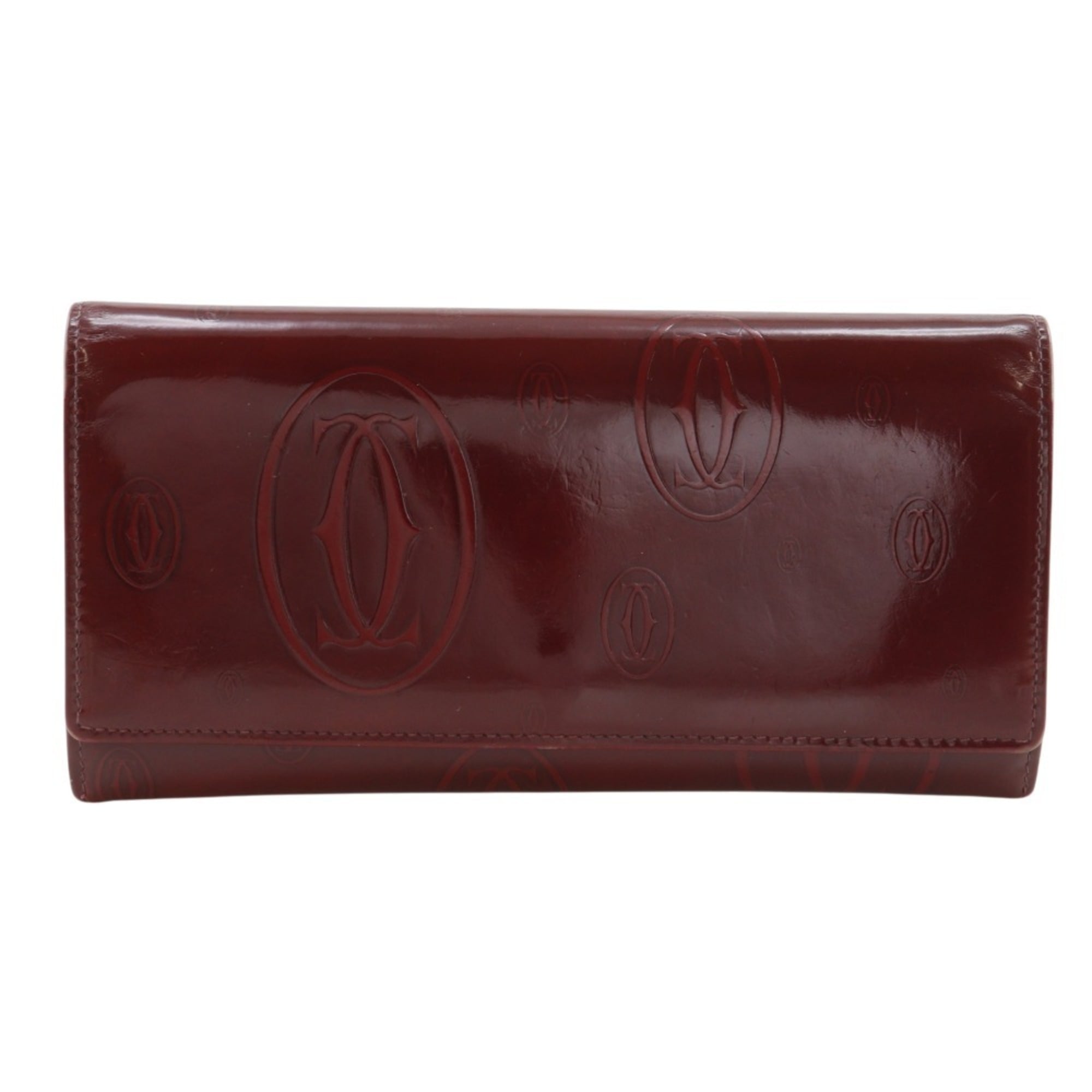 Cartier Bordeaux Patent Leather Long Wallet (Bi-Fold) (Pre-Owned)