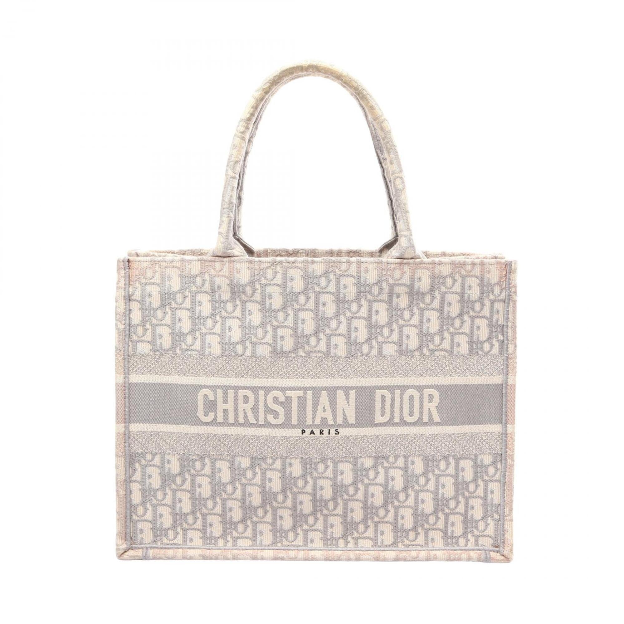 Christian Dior Gray White Canvas Handbag Tote Bag (Pre-Owned)