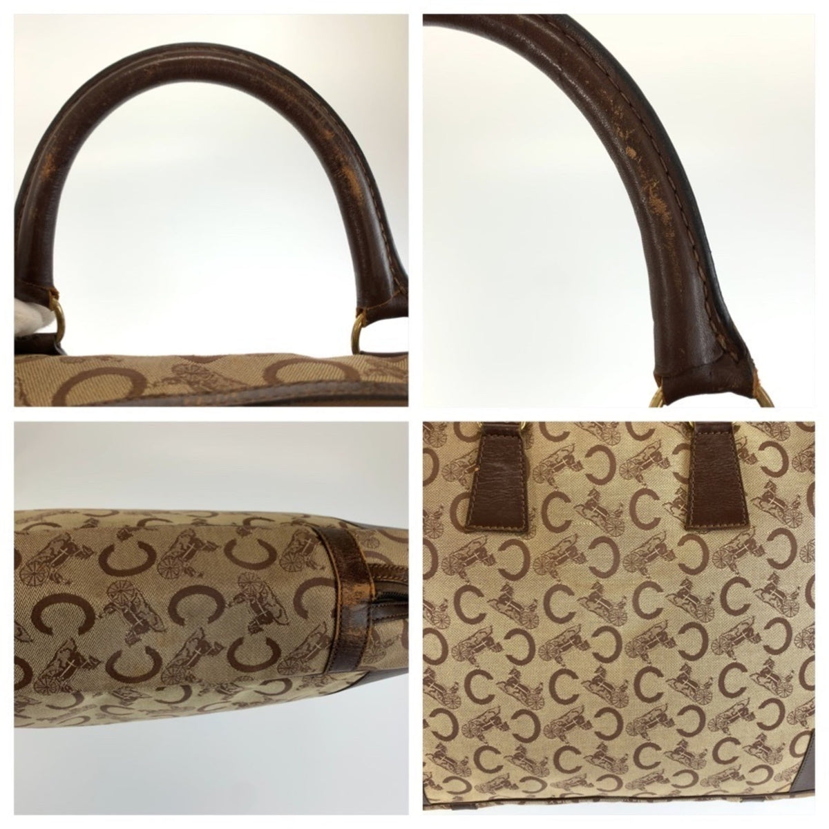 Celine Brown Canvas Boston Bag Handbag (Pre-Owned)
