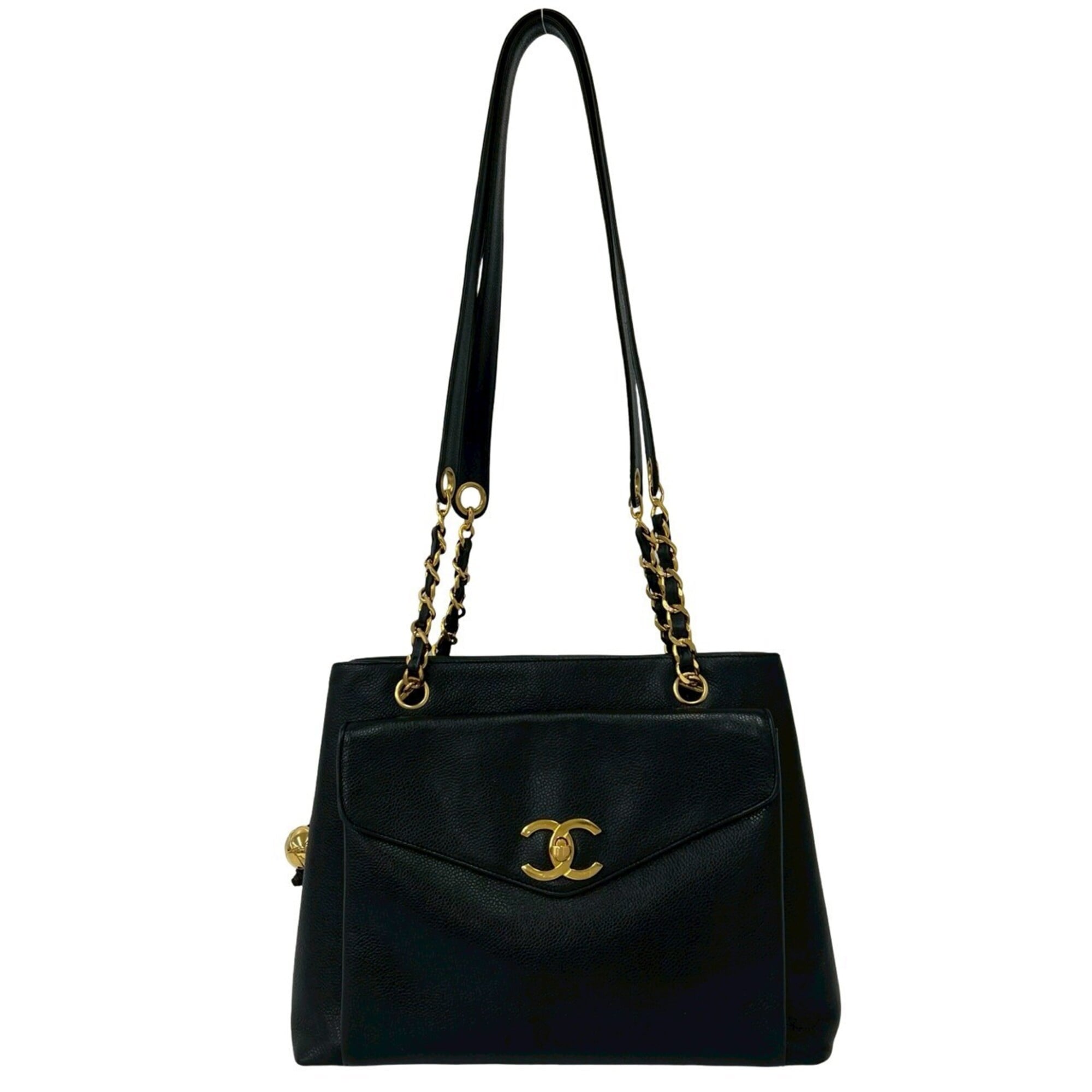 Chanel Black Grained Calfskin Shoulder Bag (Pre-Owned)