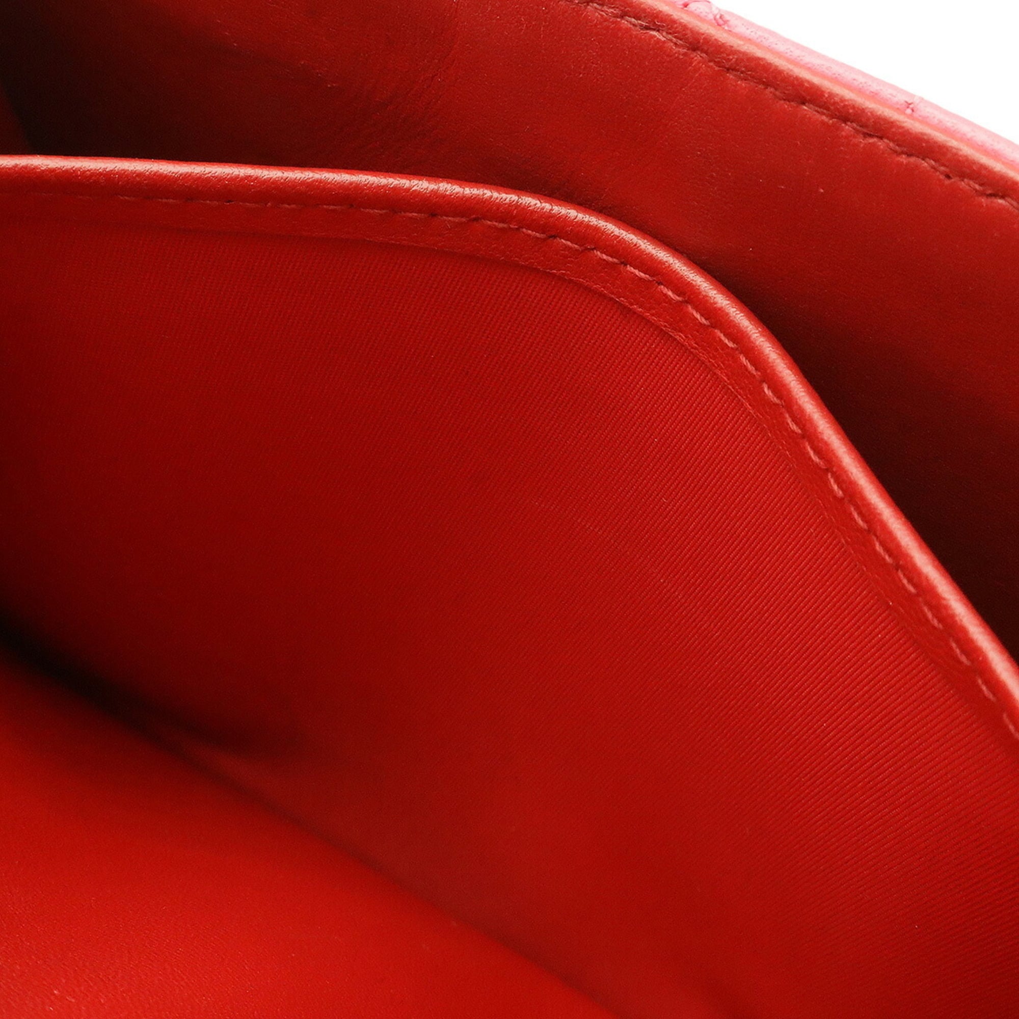 Christian Dior Pink Red Color Leather Pochette Shoulder Bag (Pre-Owned)