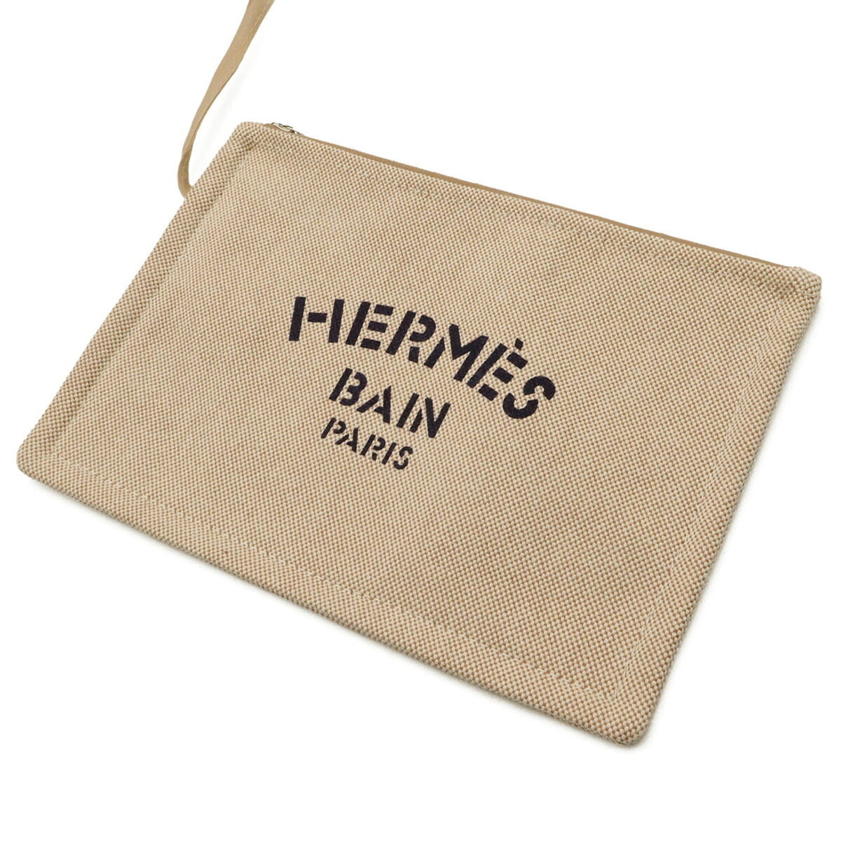 Hermes Dark Navy Multi-Color Canvas Beach Bag Pouch Shoulder Bag Tote Bag (Pre-Owned)