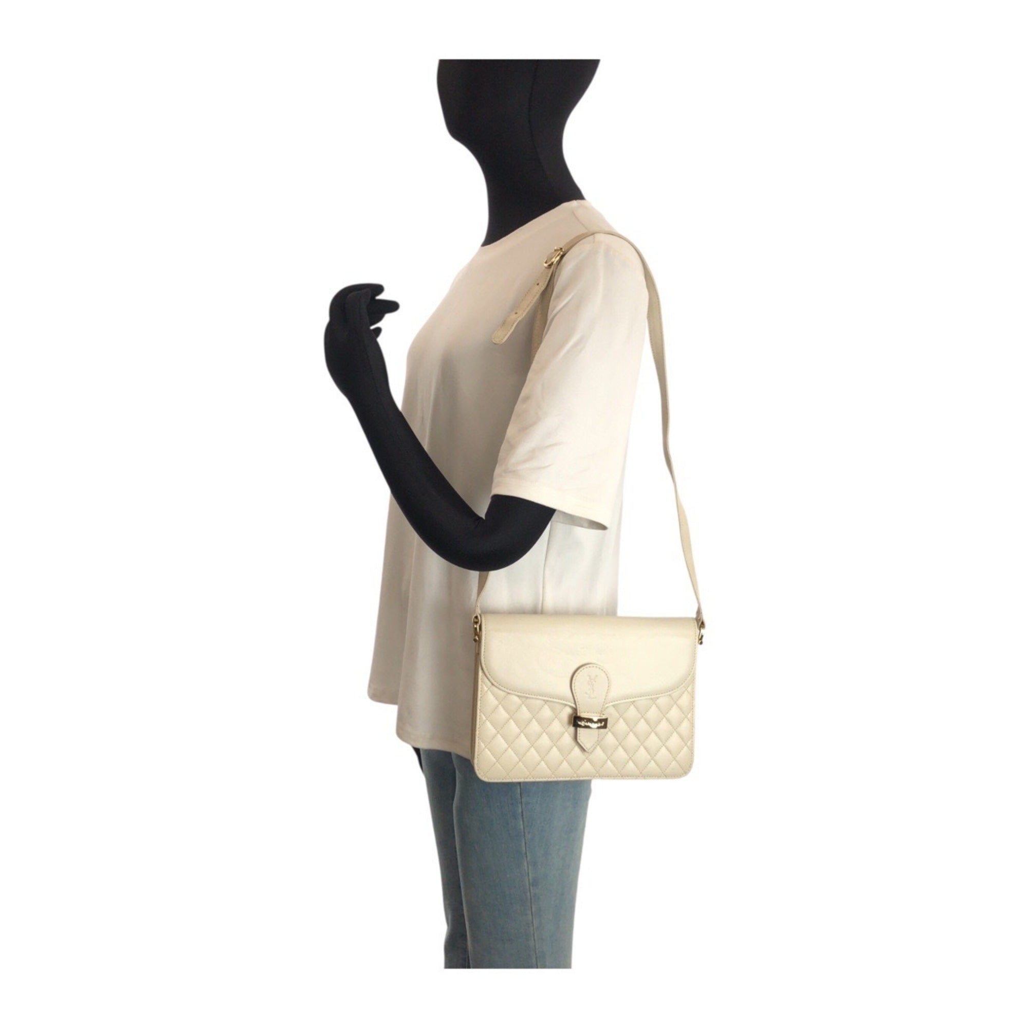 Yves Saint Laurent White Leather Shoulder Bag (Pre-Owned)