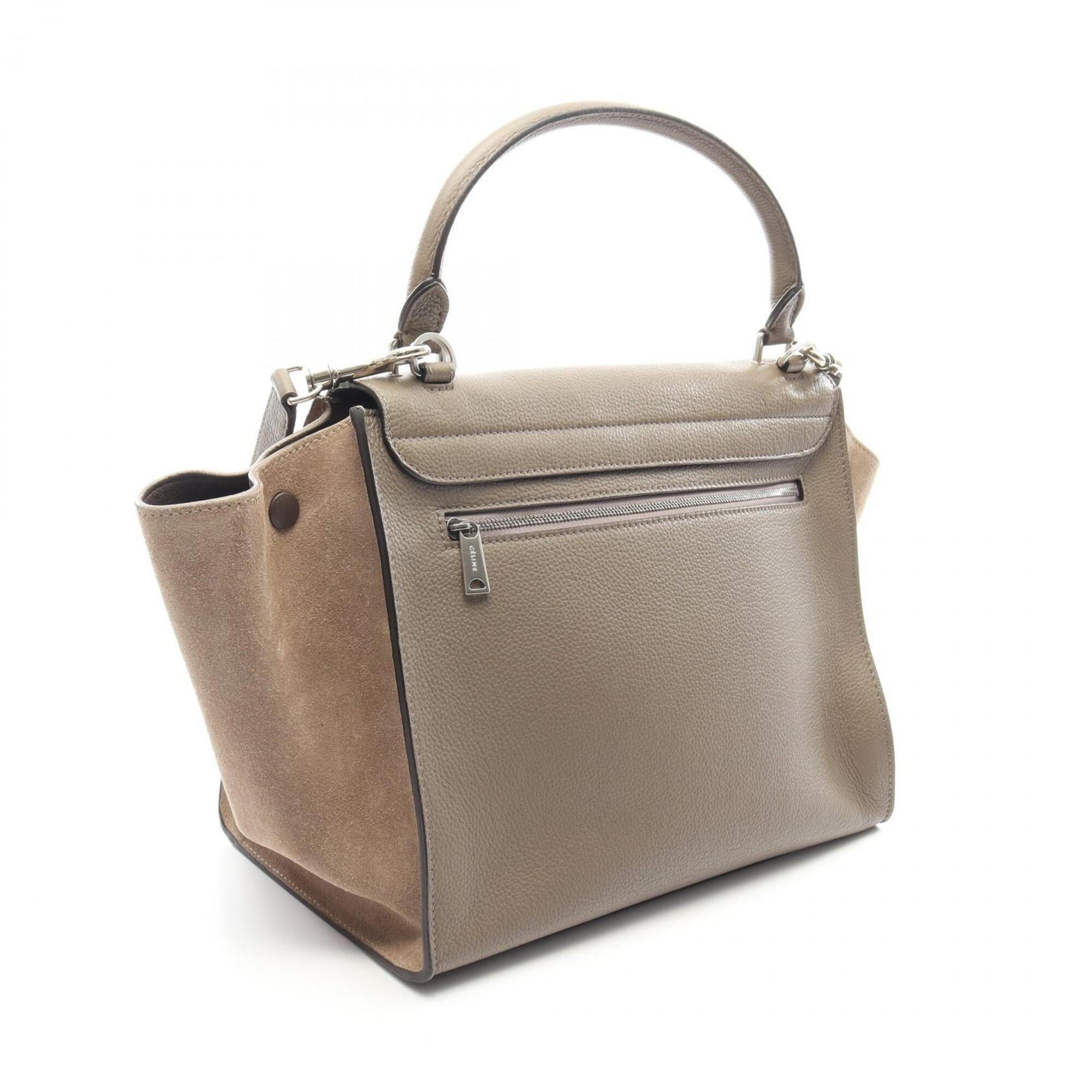 Celine Beige Gray Leather Handbag (Pre-Owned)