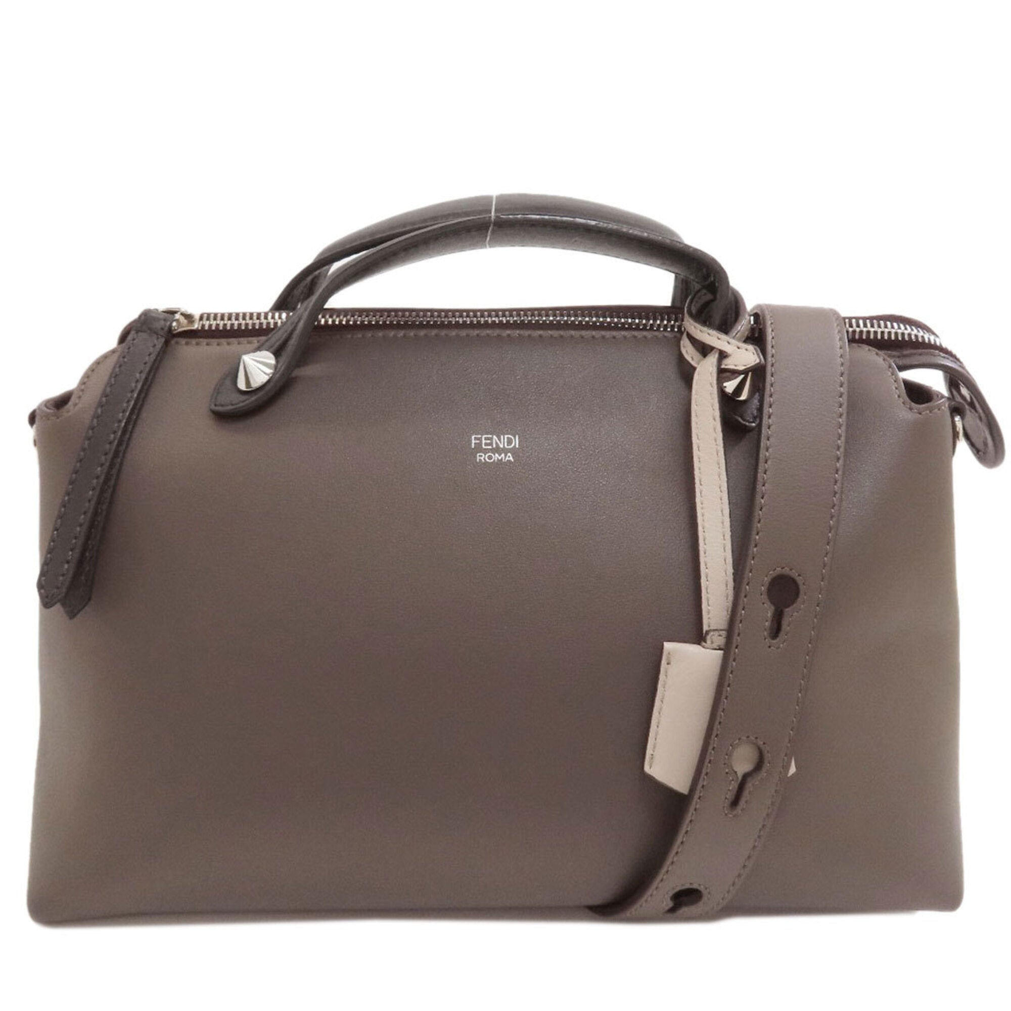 Fendi Gray Leather Handbag (Pre-Owned)