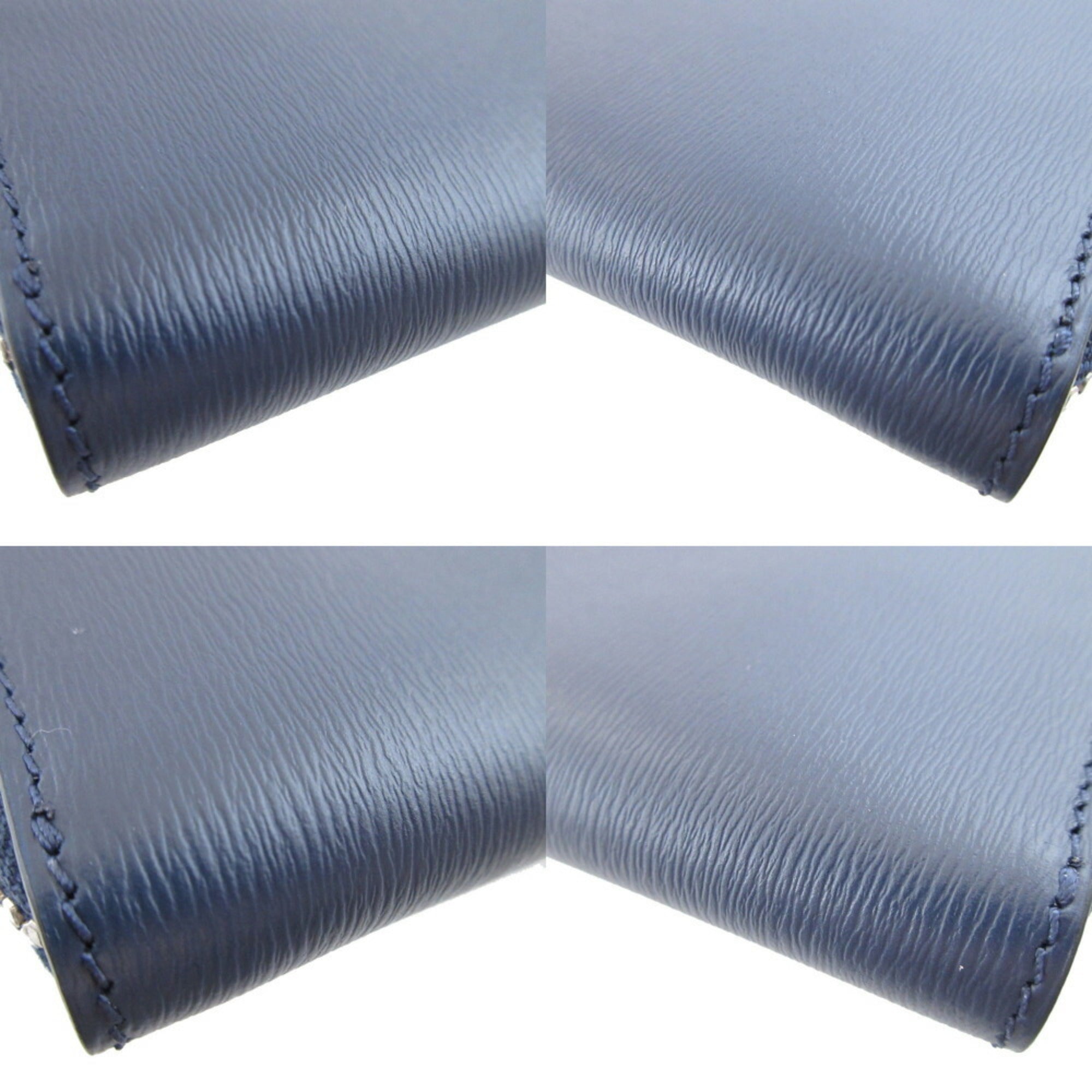 Burberry Navy Leather Long Wallet (Bi-Fold) (Pre-Owned)