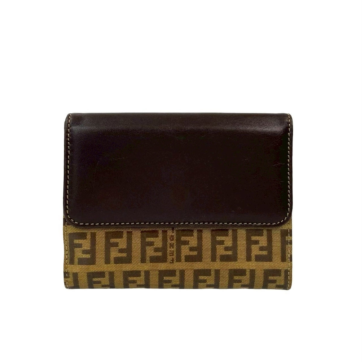 Fendi Brown Leather Patent Leather Wallet (Bi-Fold) (Pre-Owned)