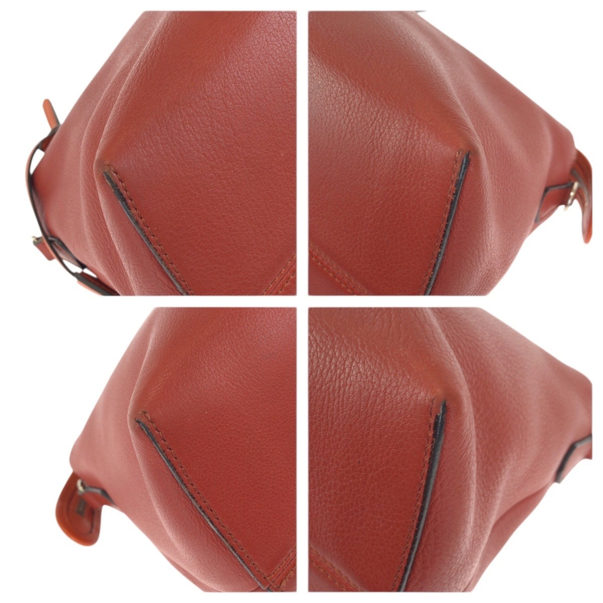 Fendi Brown Orange Leather Handbag Shoulder Bag (Pre-Owned)