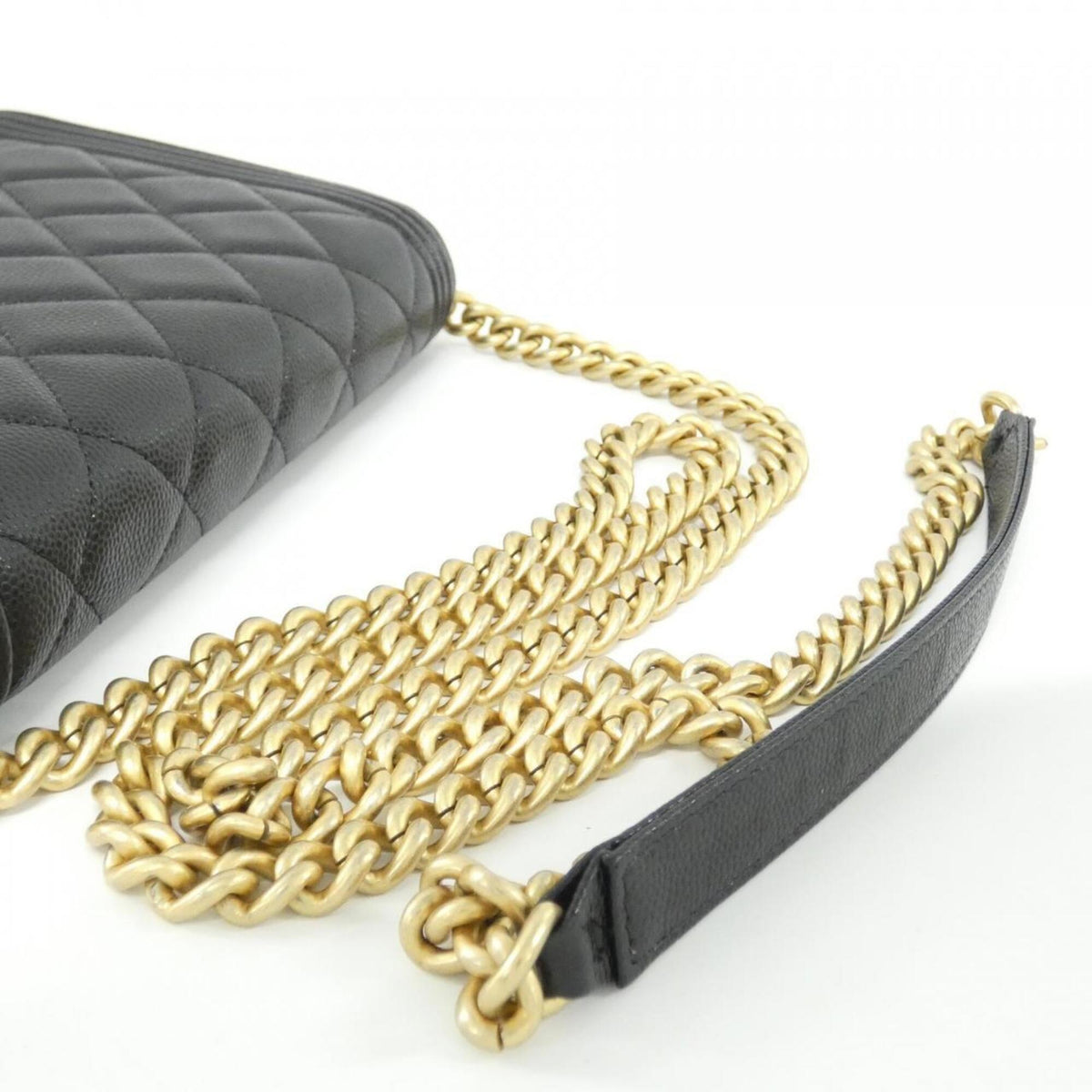 Chanel Black Grained Calfskin Chain/Shoulder Wallet (Pre-Owned)